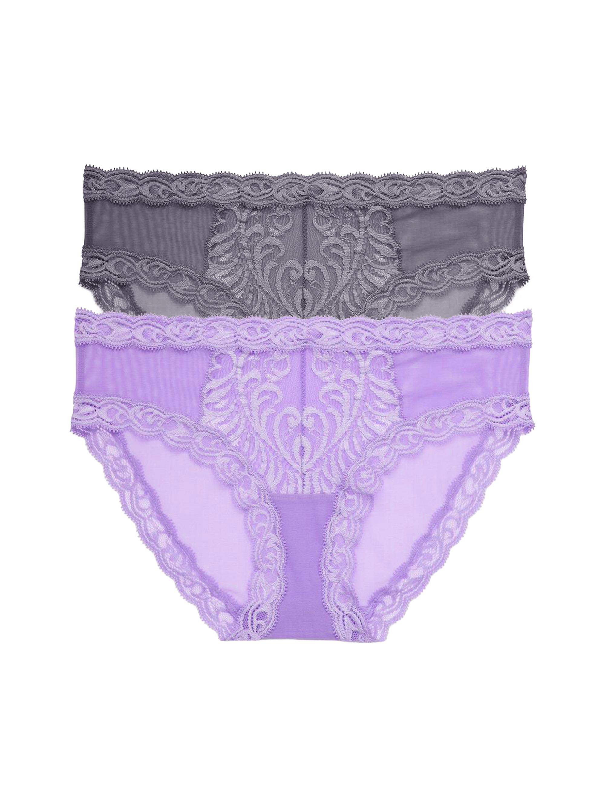 Natori Women's Feathers Lace Hipster 2-Pack - Nickel Violet Blue