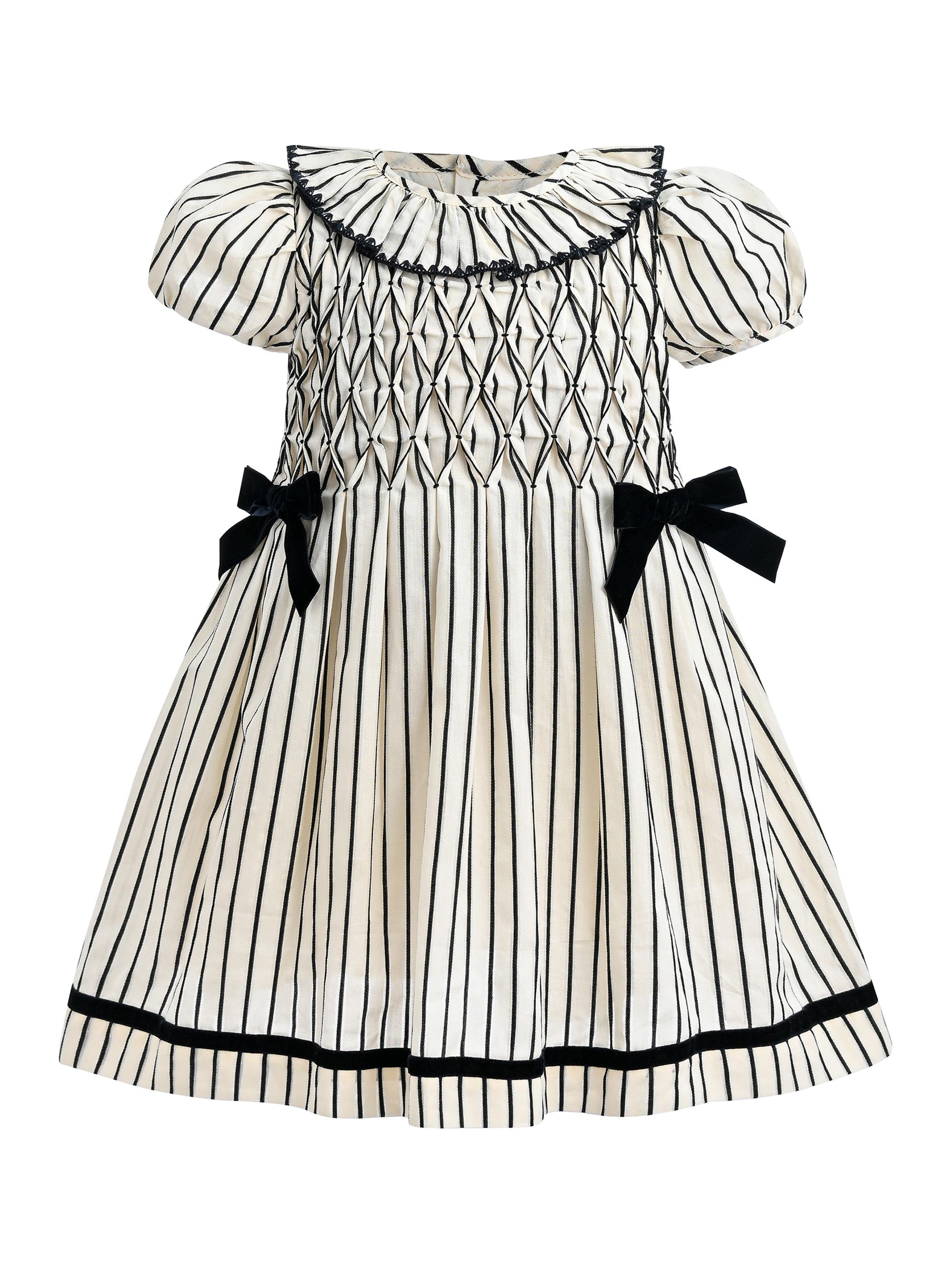 Tulleen Baby Girl's and Little Girl's Inkstripe Velvet Bow Dress - Navy 36 Months