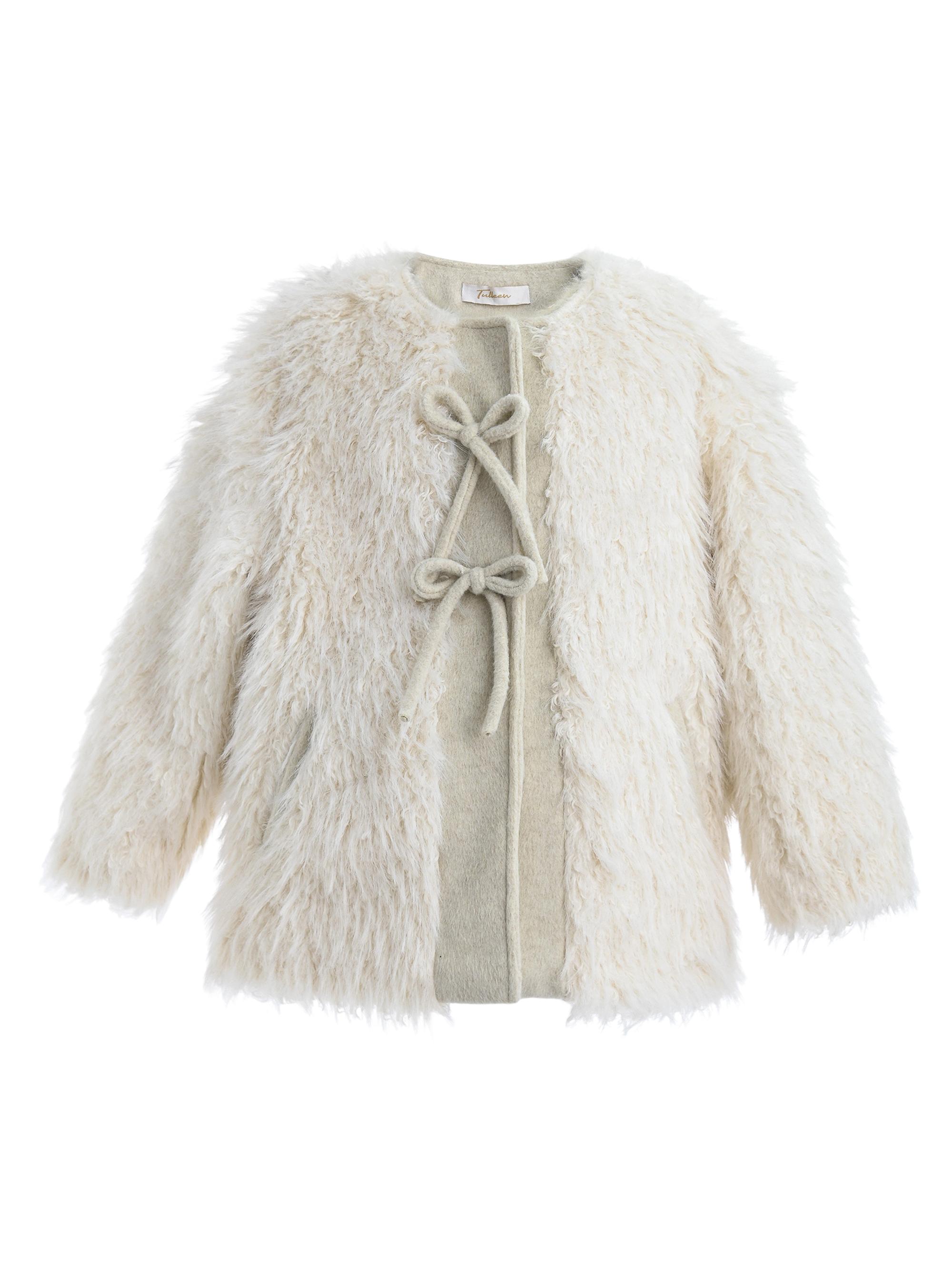 Tulleen Little Girl's & Girl's Bow Coat - White