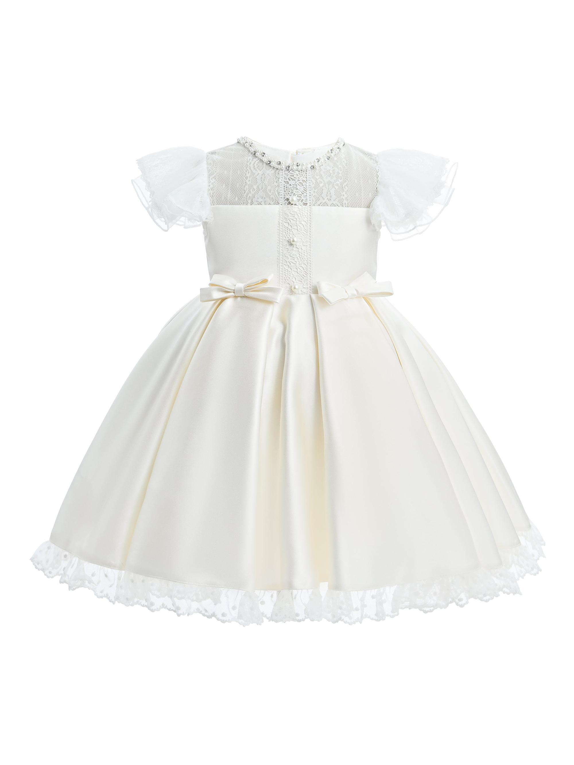 Tulleen Little Girl's Lace-Trim Puff Sleeve Dress -  12 Months