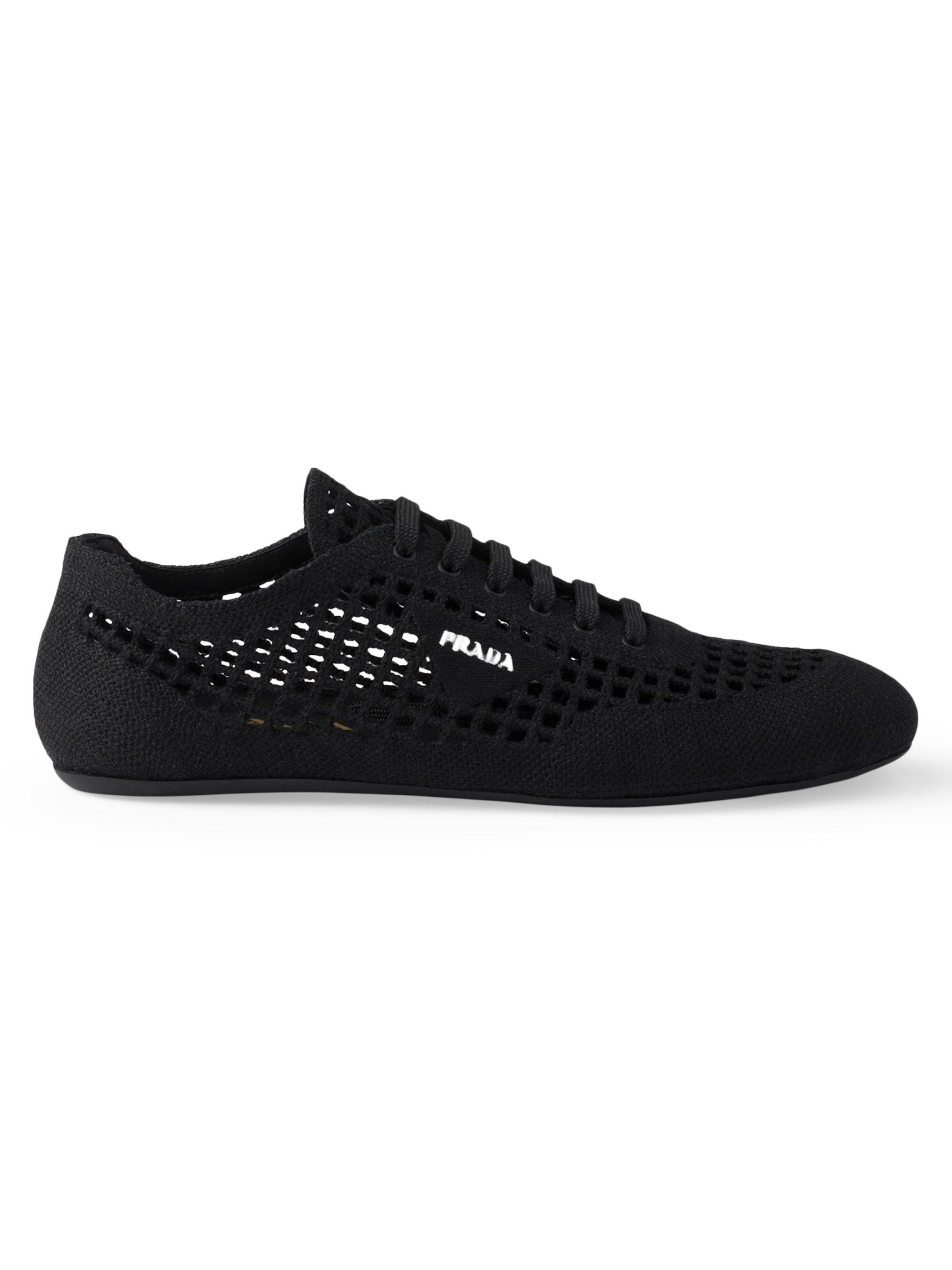 Prada Women's Collapse Crochet Laced Sneakers - Black