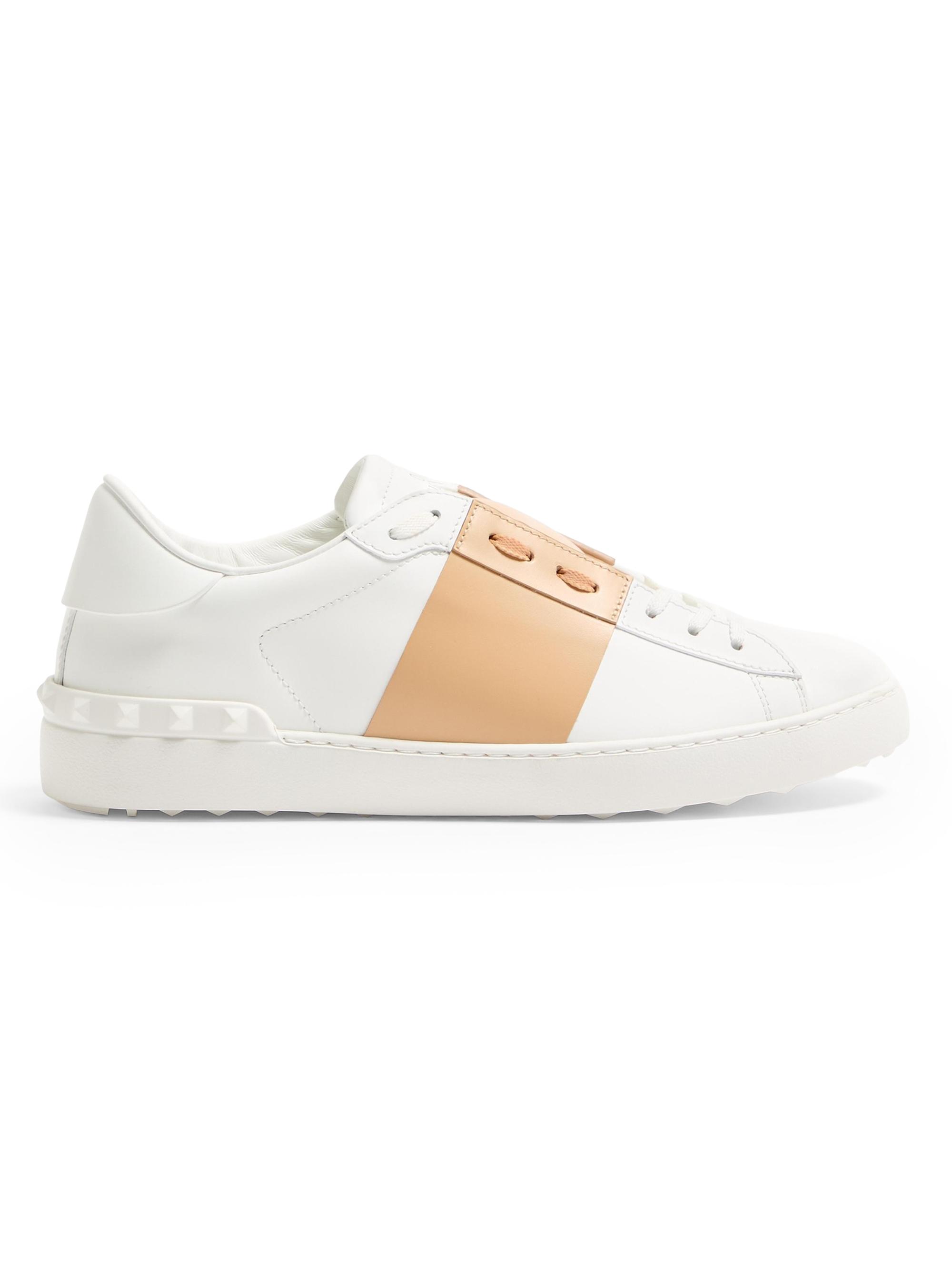 Valentino Garavani Men's Calfskin Open Sneakers - White Beige