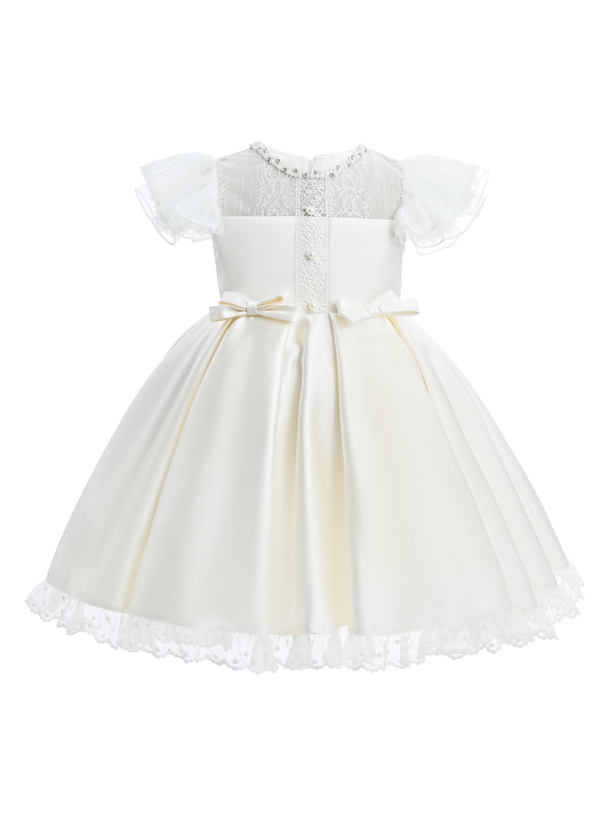Tulleen Little Girl's & Girl's Lace-Trim Puff Sleeve Dress -