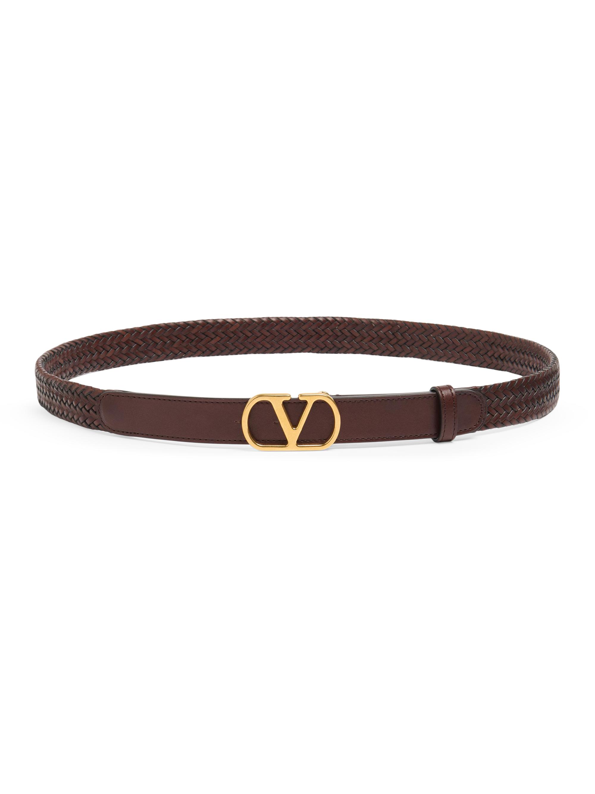 Valentino Garavani Men's VLogo Signature Braided Calfskin Belt - Brown