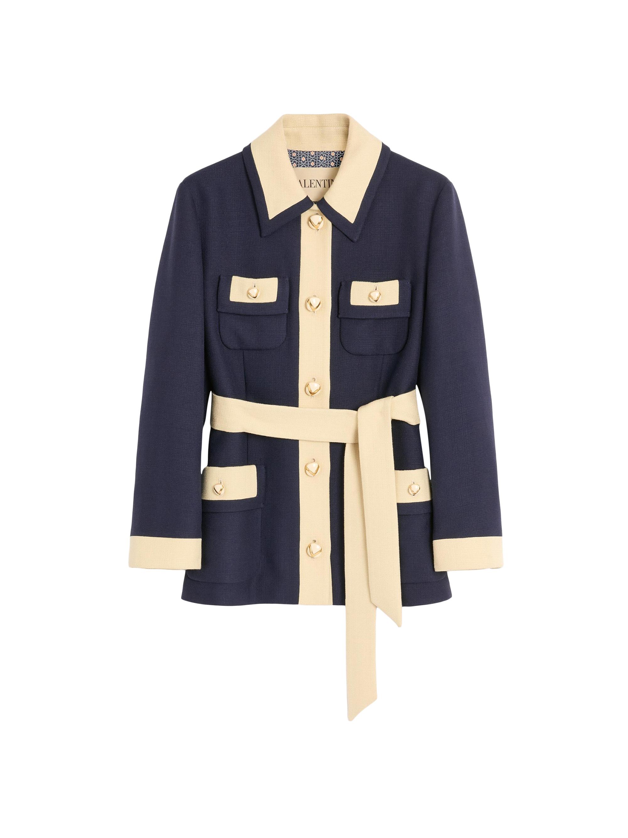 Valentino Garavani Women's Caban Peacoat with Belt - Provence Blue Birch