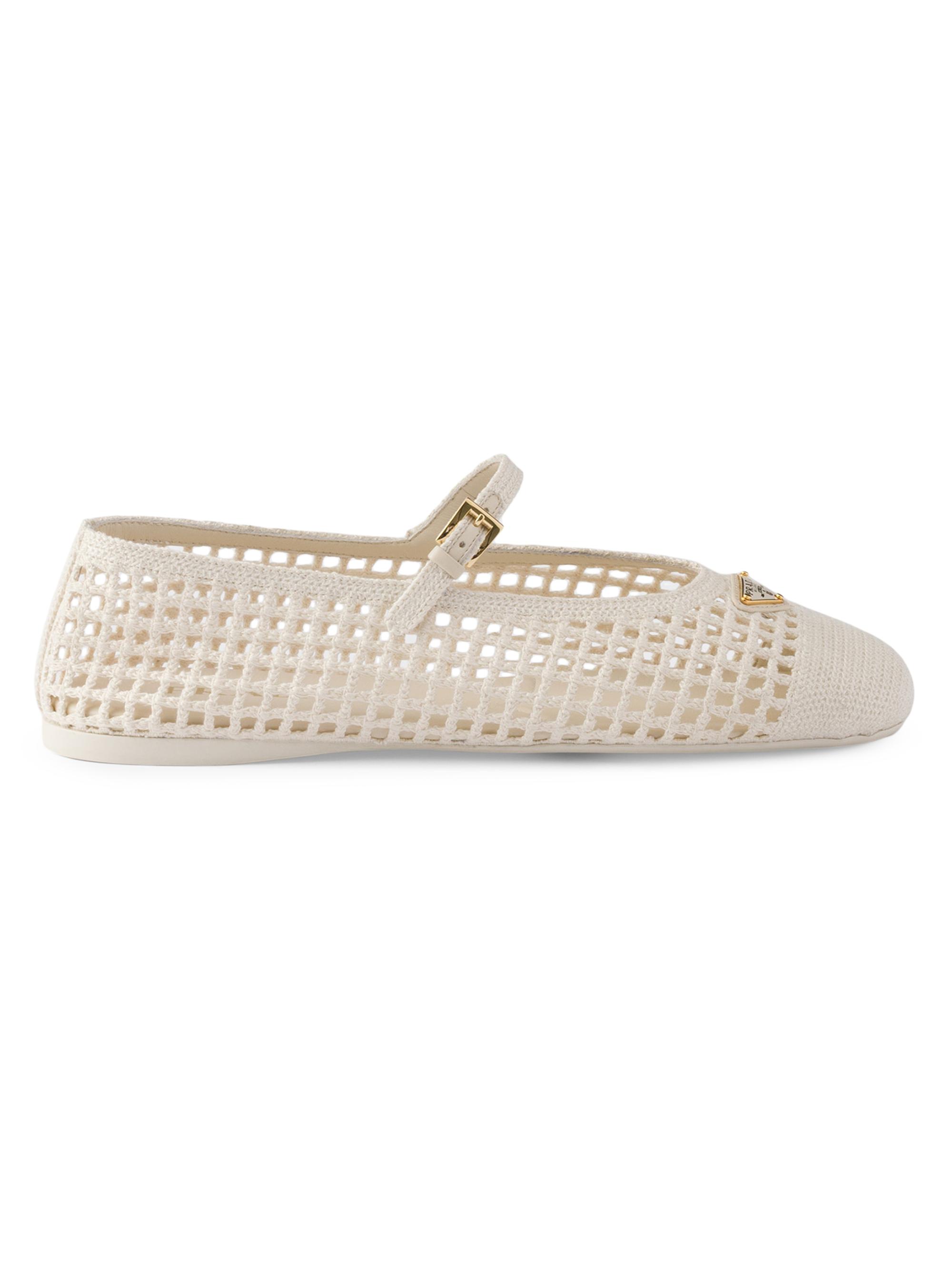 Prada Women's Crochet Ballerinas - Beige Khaki