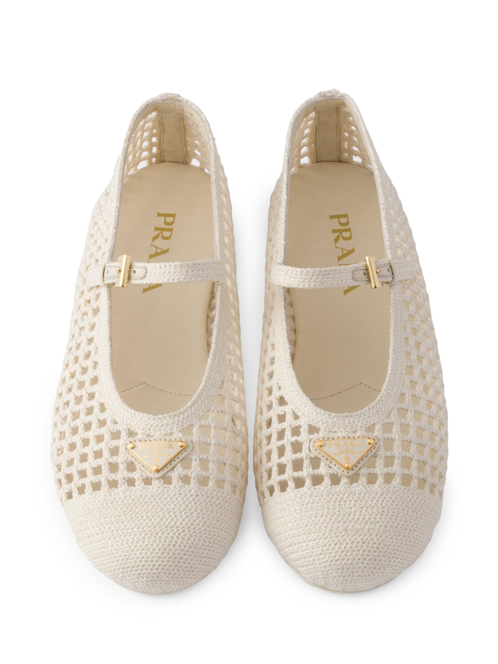 prada ballet shoes flat shoes ＋poro knit Prada crochet-knit Ballet Flats | Brown | FARFETCH