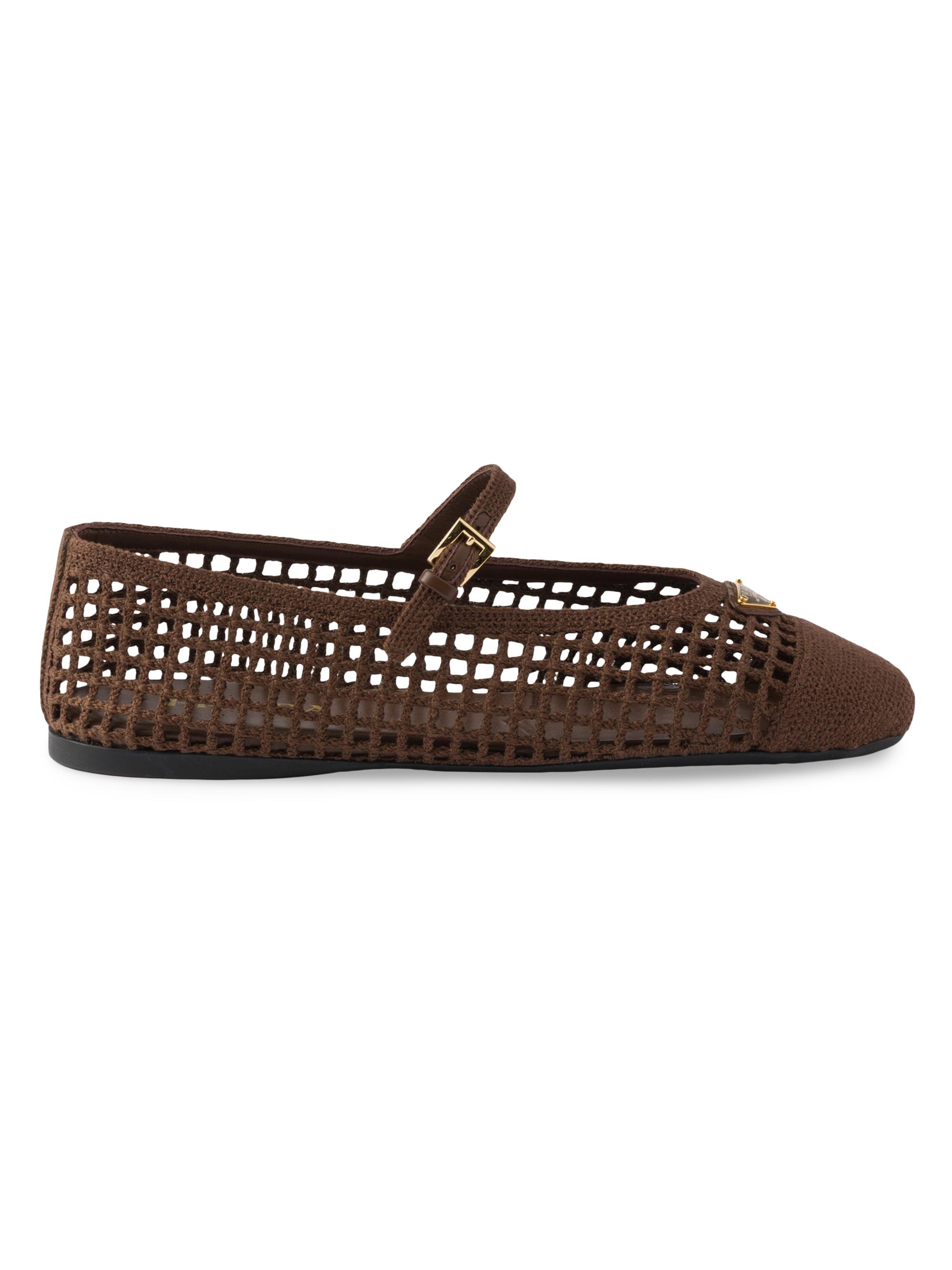 Prada Women's Crochet Ballerinas - Dark Brown