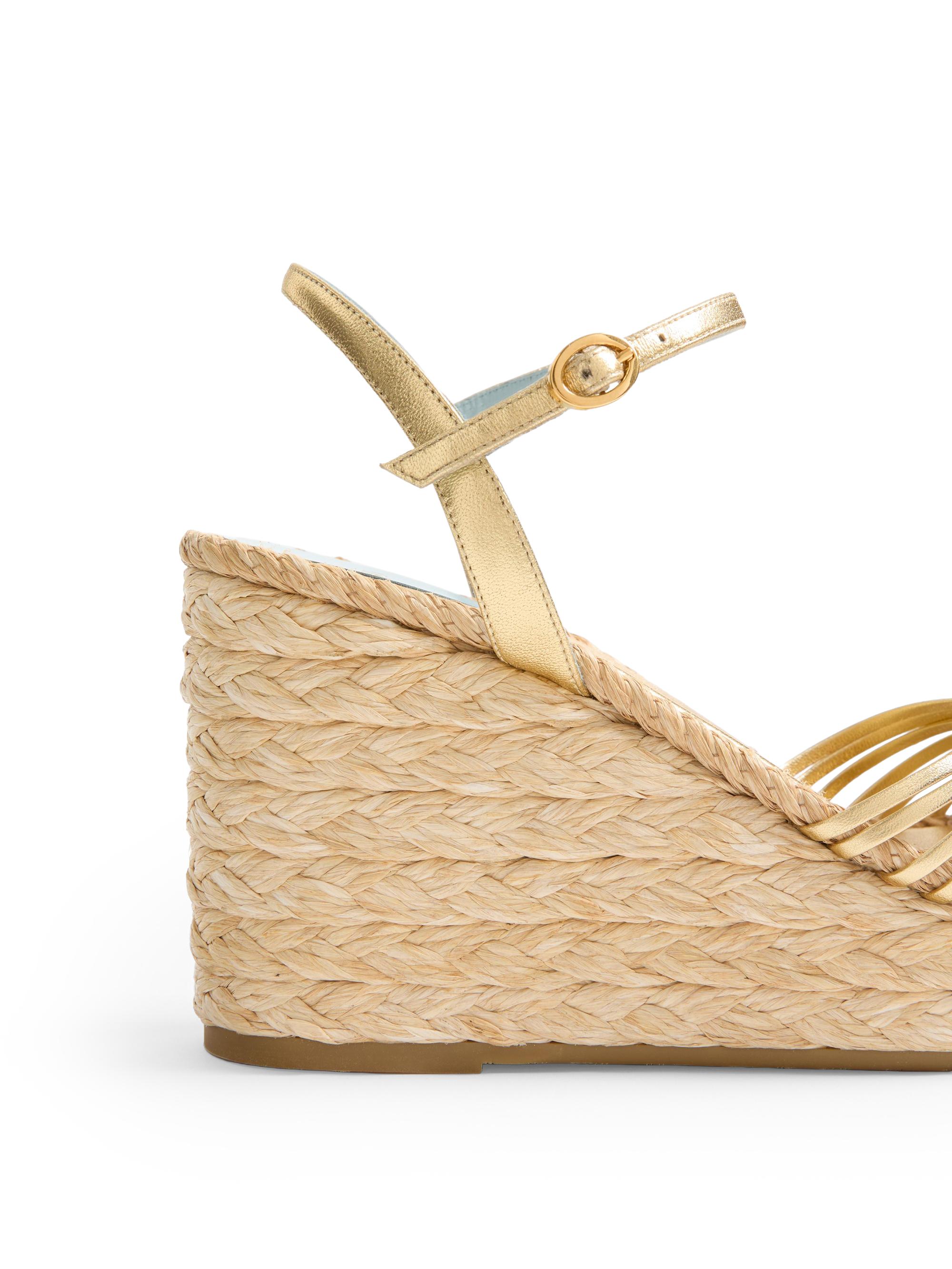 Valentino Garavani Royal Wedge Sandals in 100MM Metallic Nappa