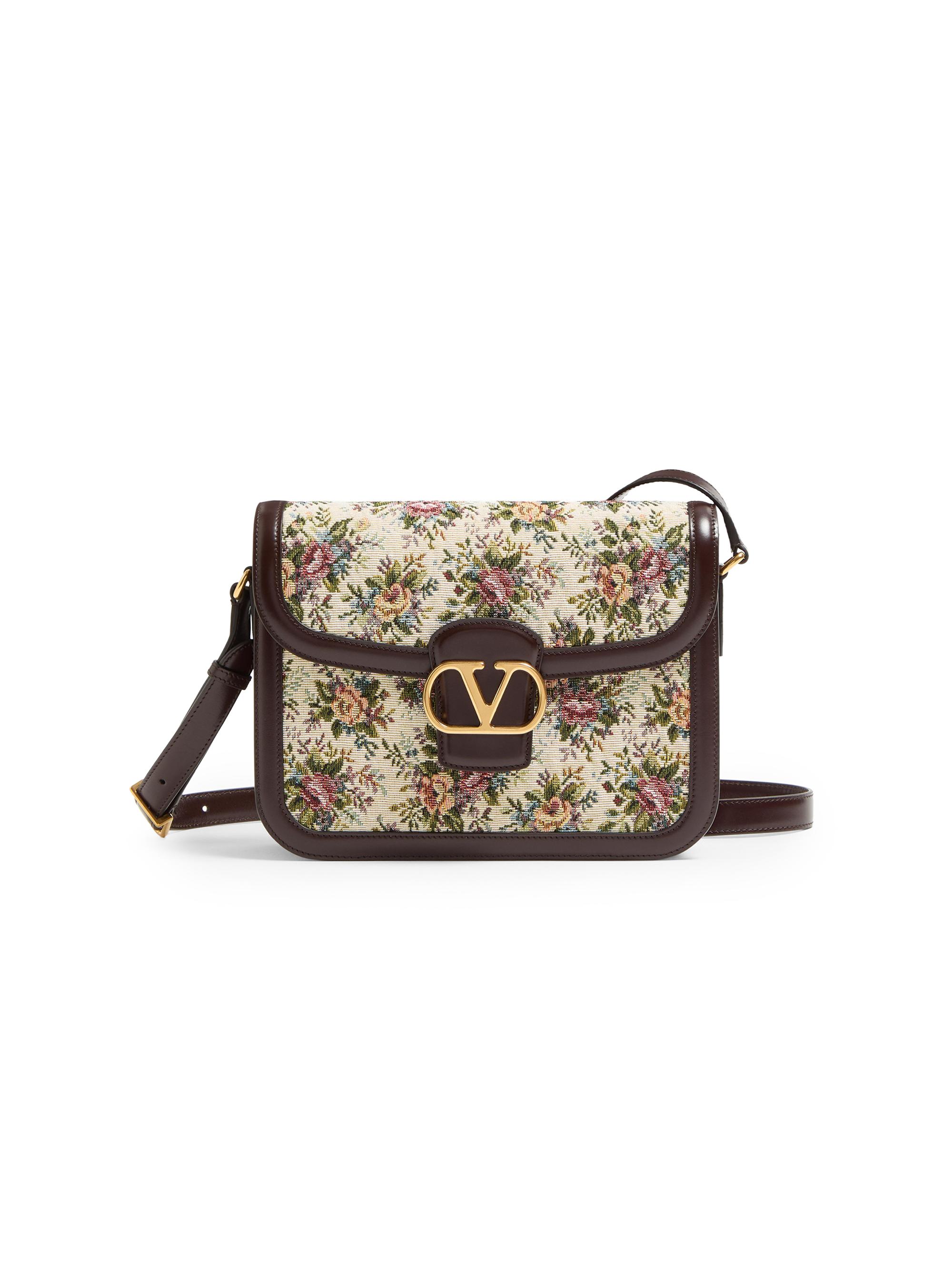 Valentino Garavani Women's 9 to 5 Shoulder Bag in Papier Floral Jacquard Fabric - Brown Multicolor