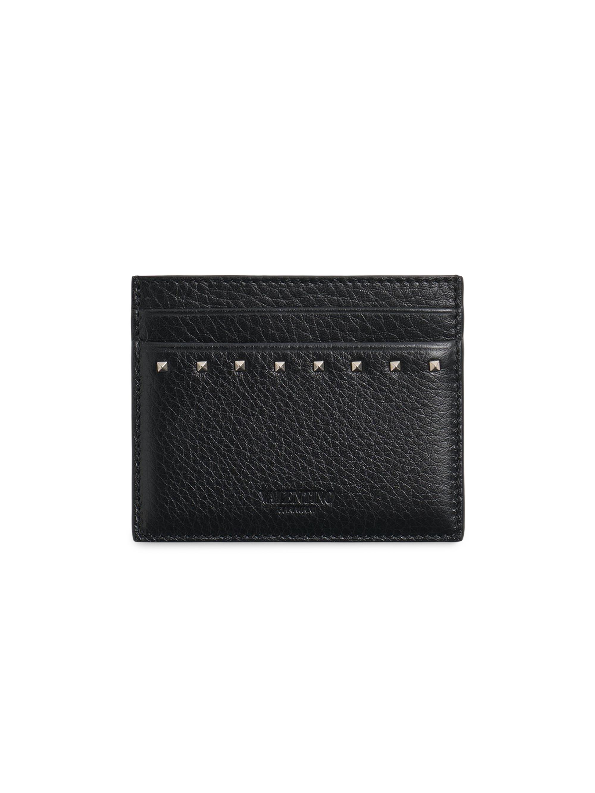 Valentino Garavani Men's Rockstud Grainy Calfskin Cardholder - Black