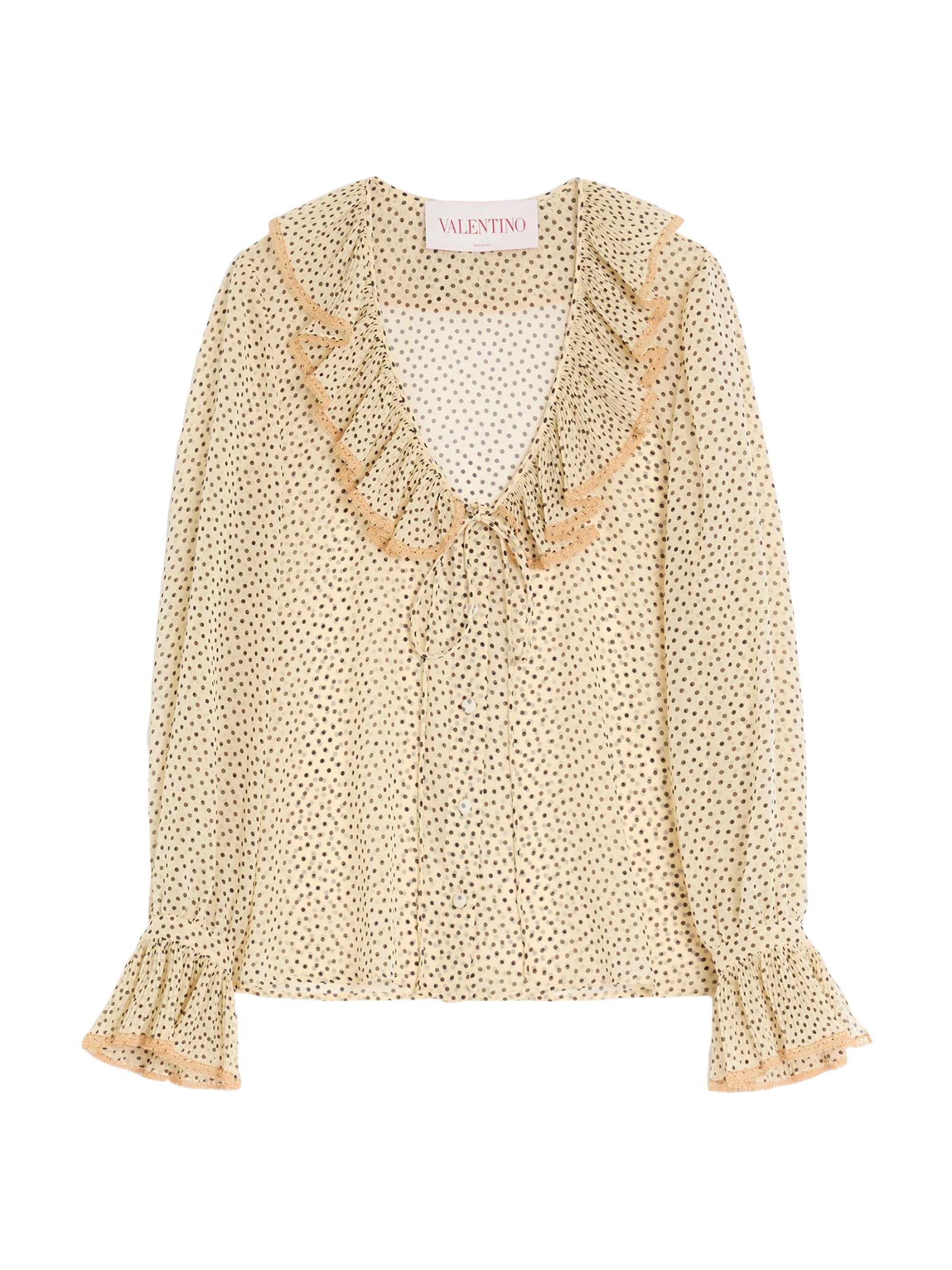 Valentino Garavani Women's Light Georgette Shirt with Plusdepois Print - Birch