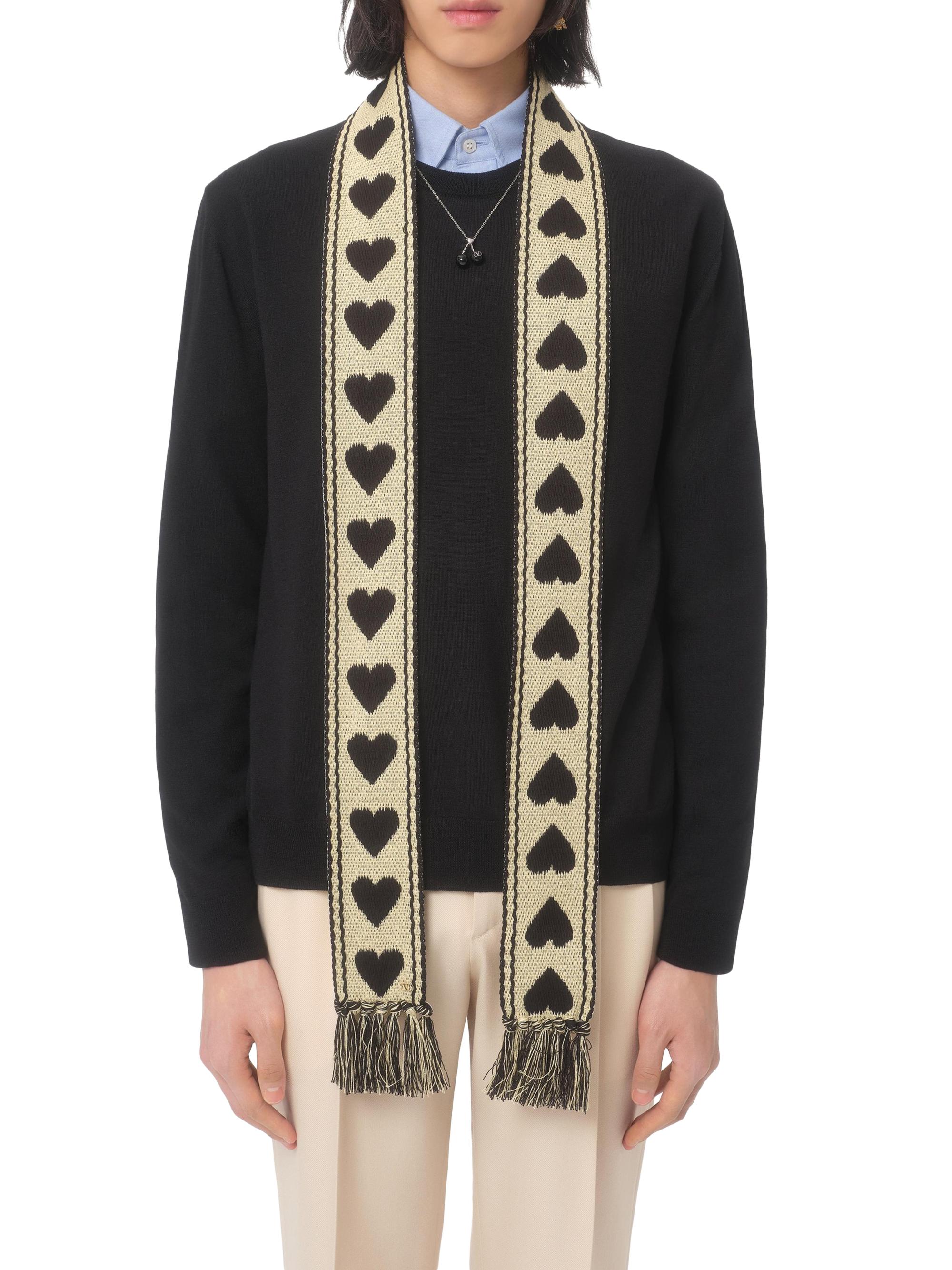 Valentino Garavani Men's Antibes Cotton Scarf with Fringe - Butter Black