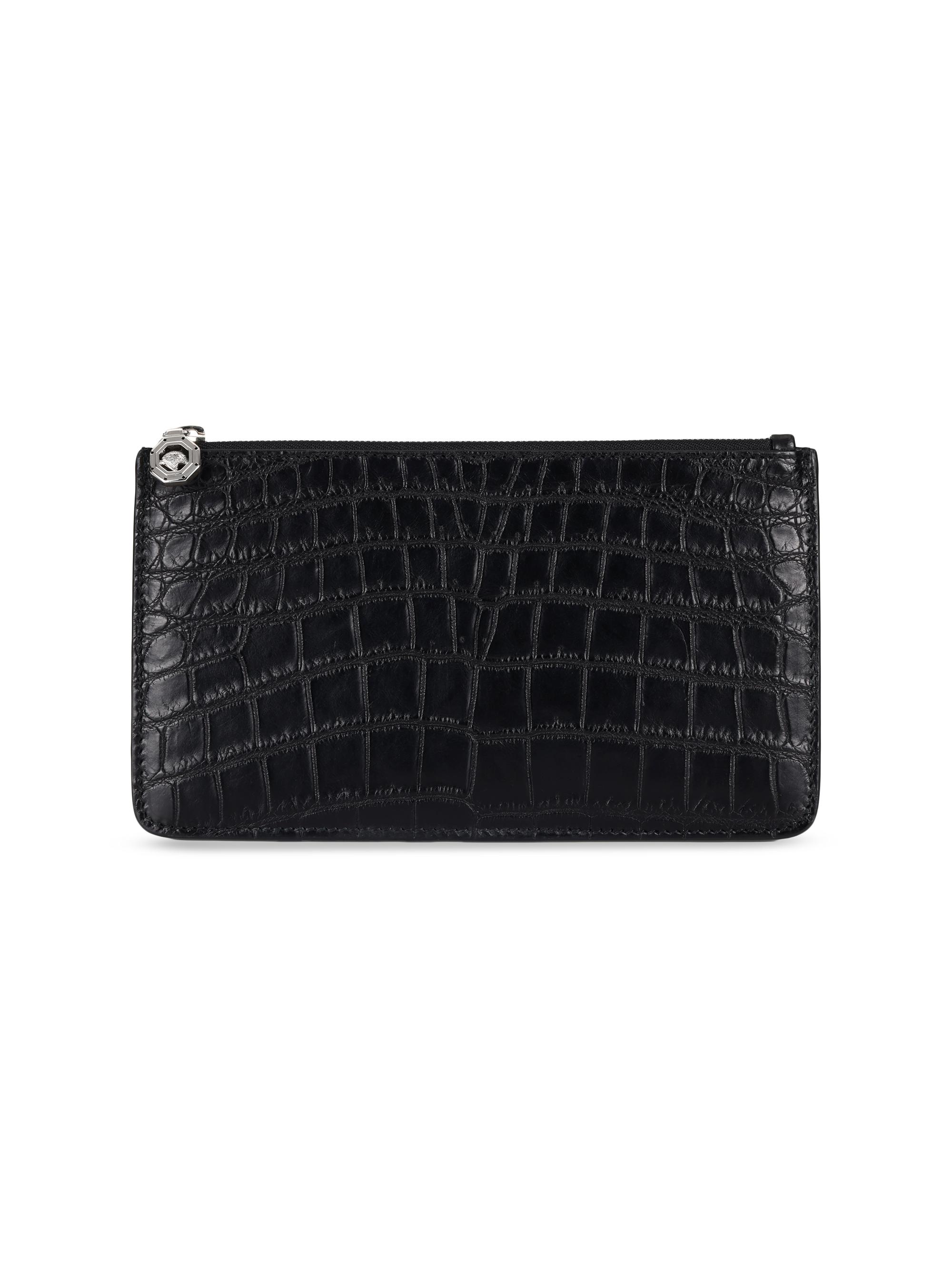 Stefano Ricci Men's Croc  Coin Wallet - Black