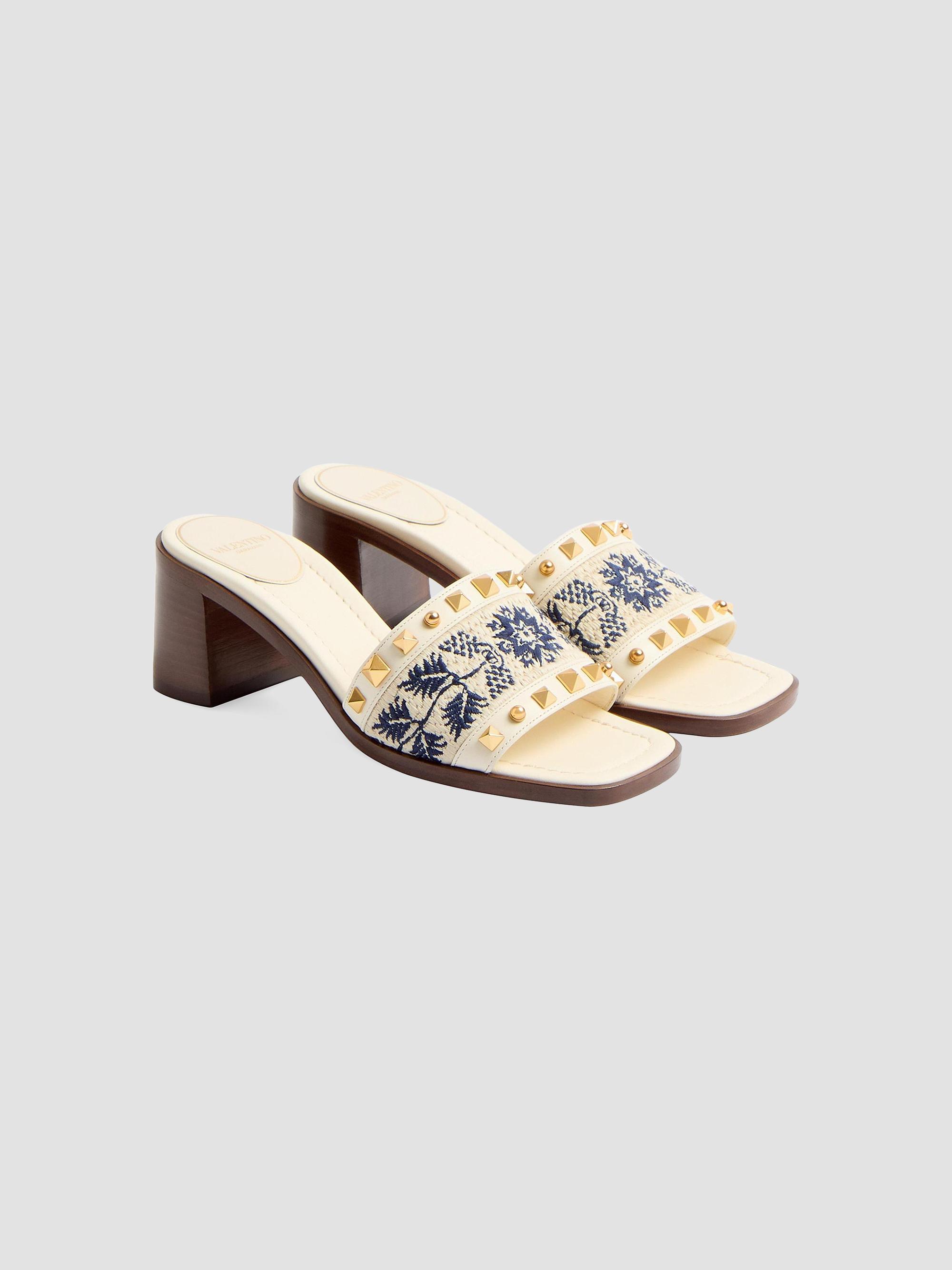 Valentino Garavani County Slide Sandals in 60MM Calfskin with