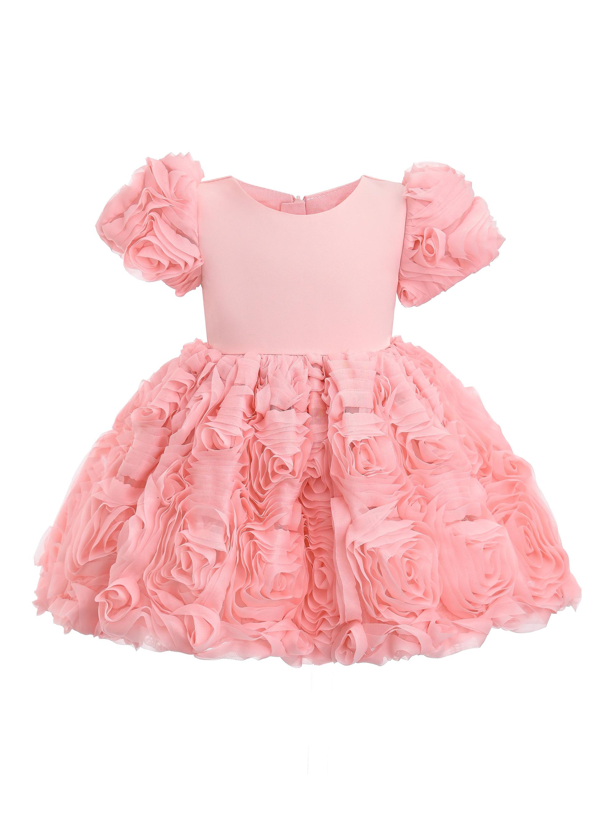Tulleen Little Girl's Rosette Dress - Pink 36 Months