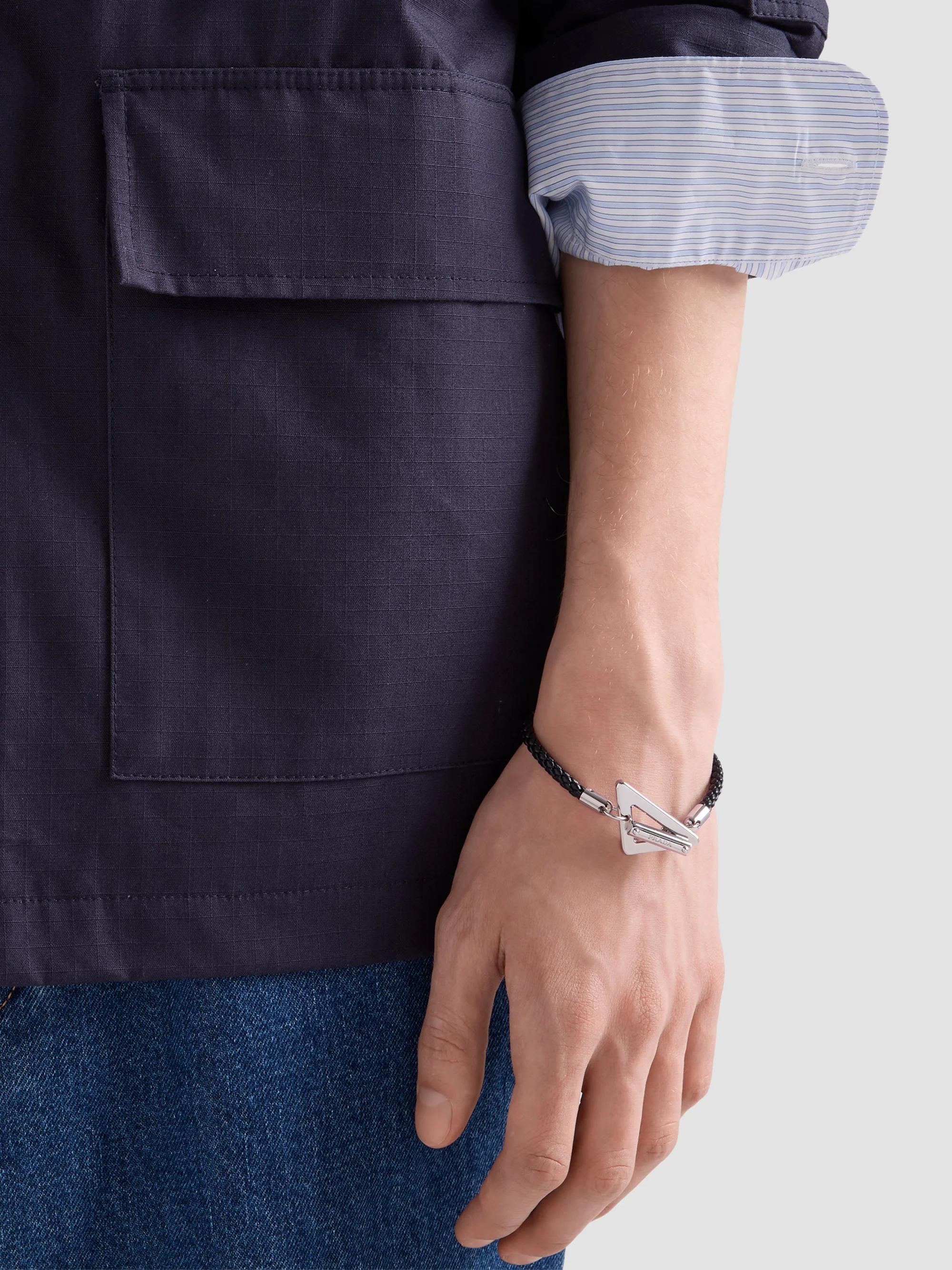 PRADA ストライプデザイン ブレスレット Prada Braided Nappa Leather Bracelet | Saks Fifth Avenue