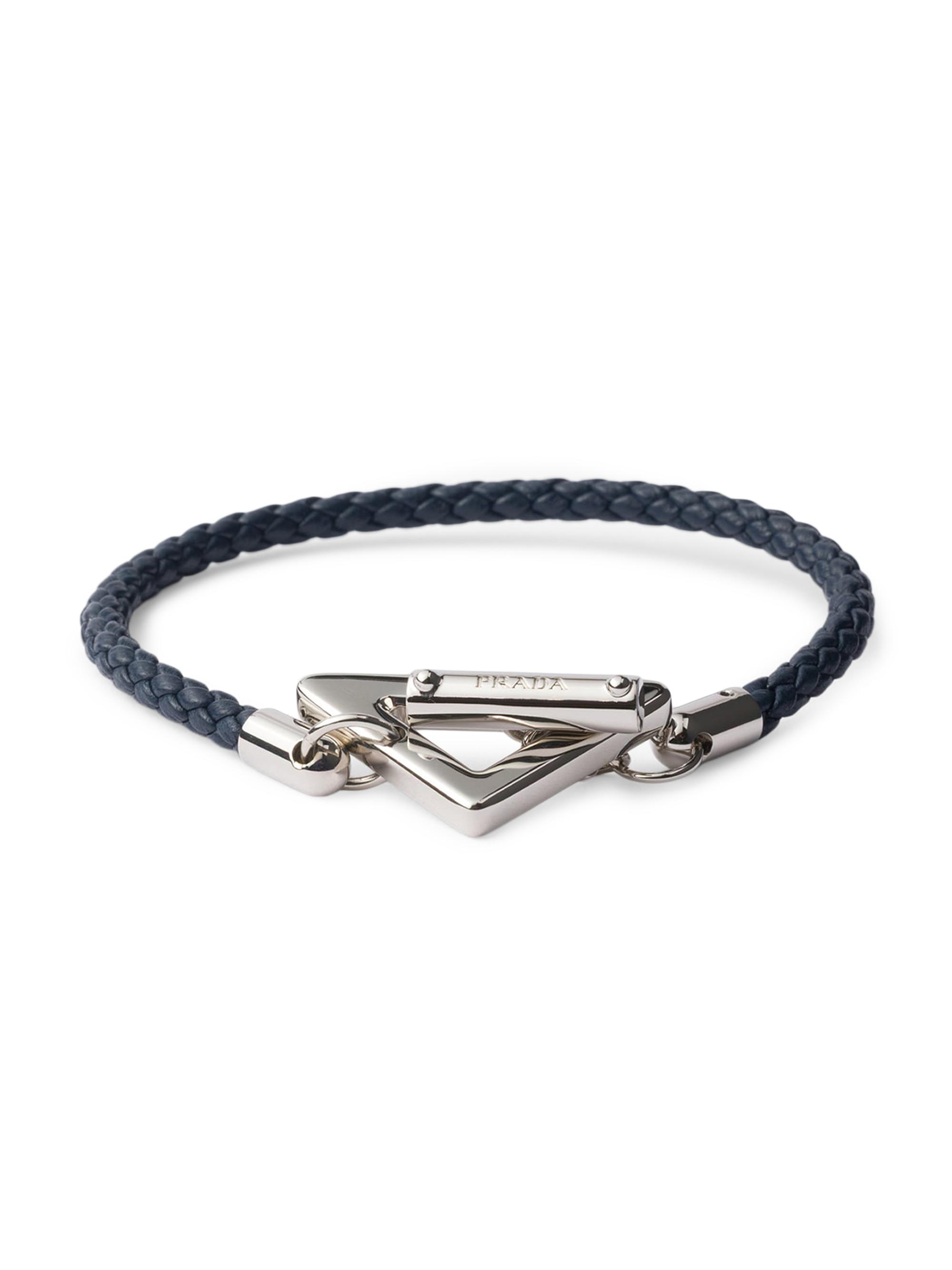 Prada Men's Braided Nappa Leather Bracelet - Blue
