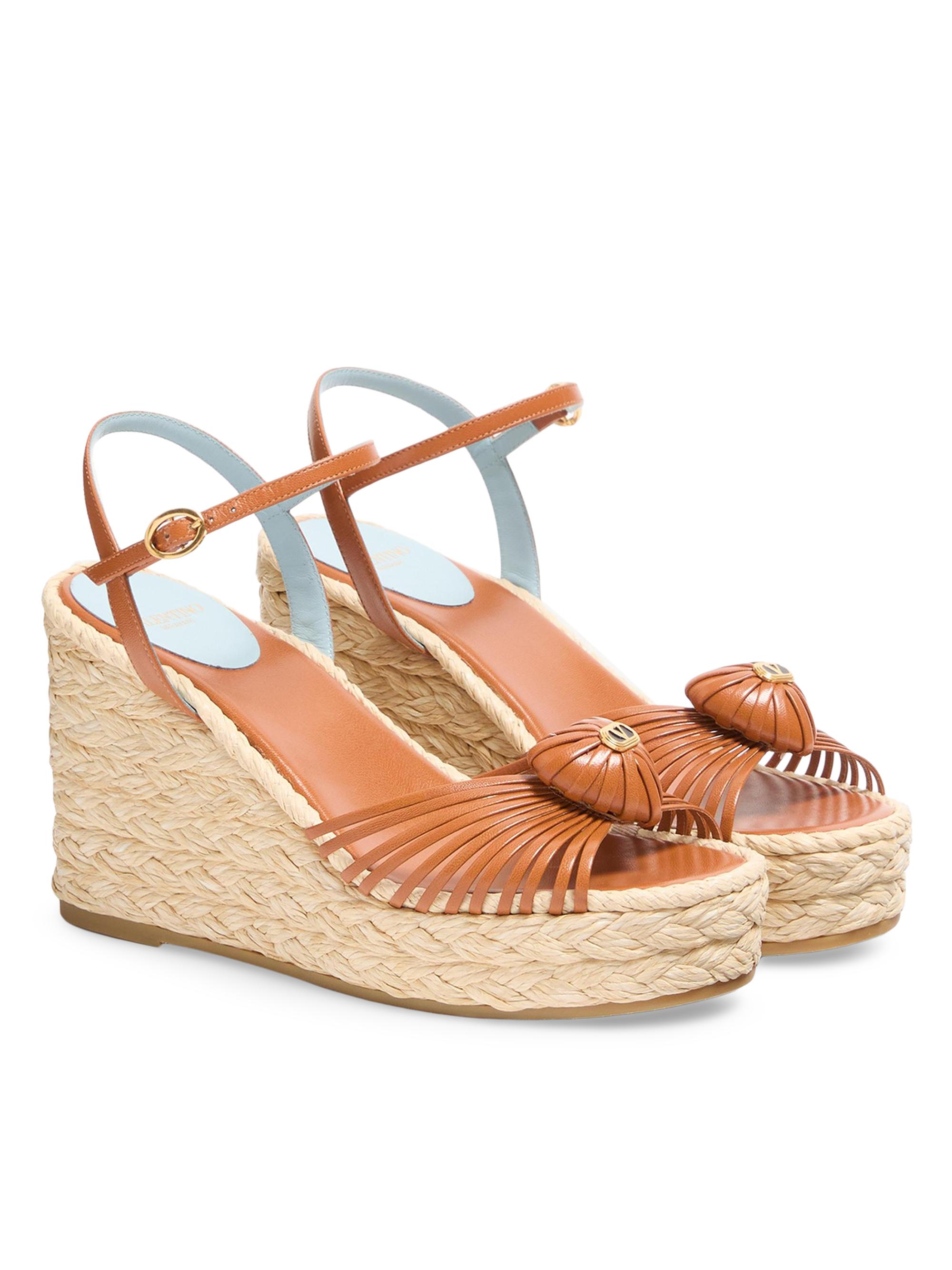 Valentino Garavani Royal 100MM Wedge Kidskin Sandals | Saks Fifth