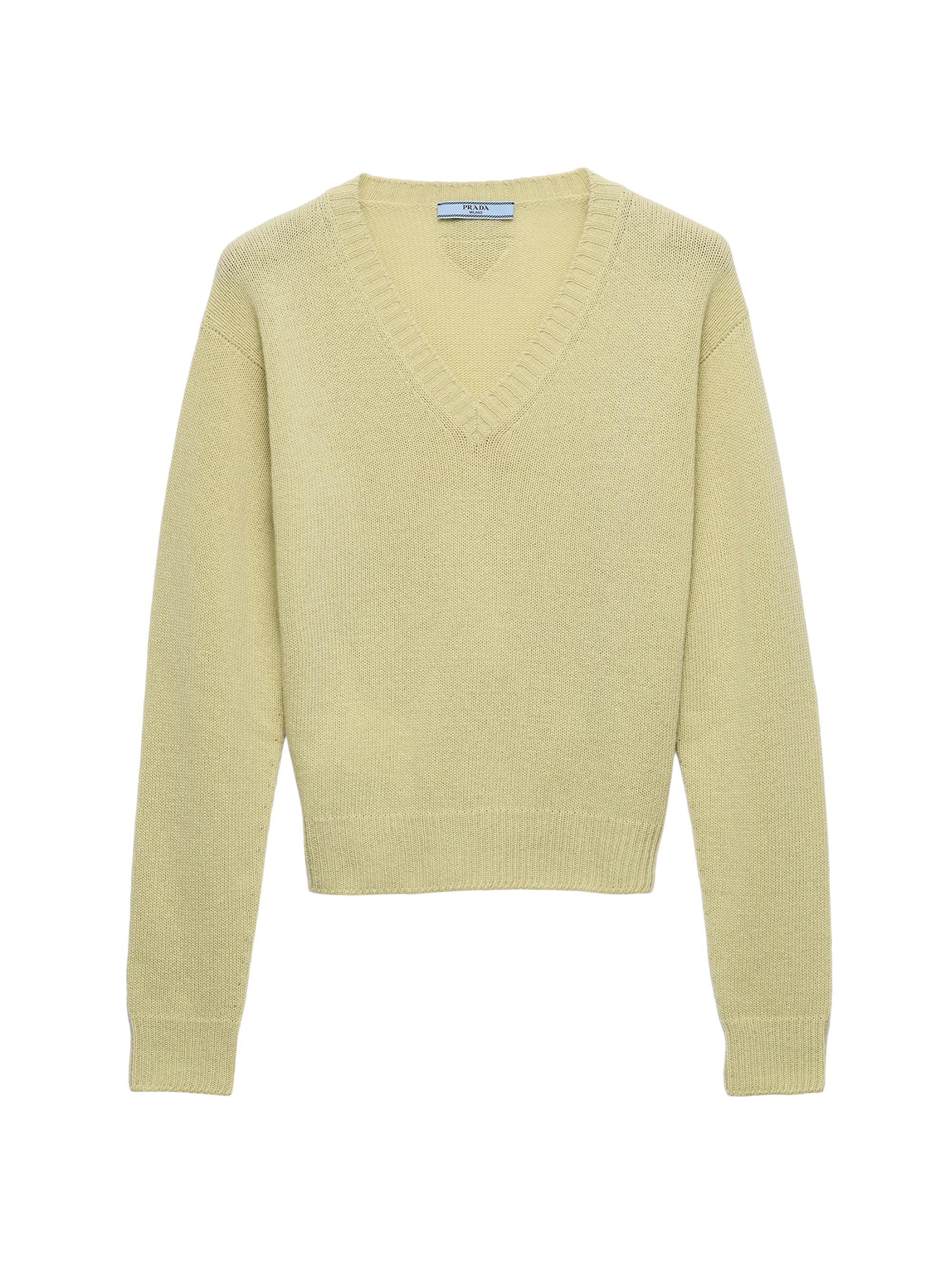 Prada Women's Wool and Cashmere V-Neck Sweater - Green