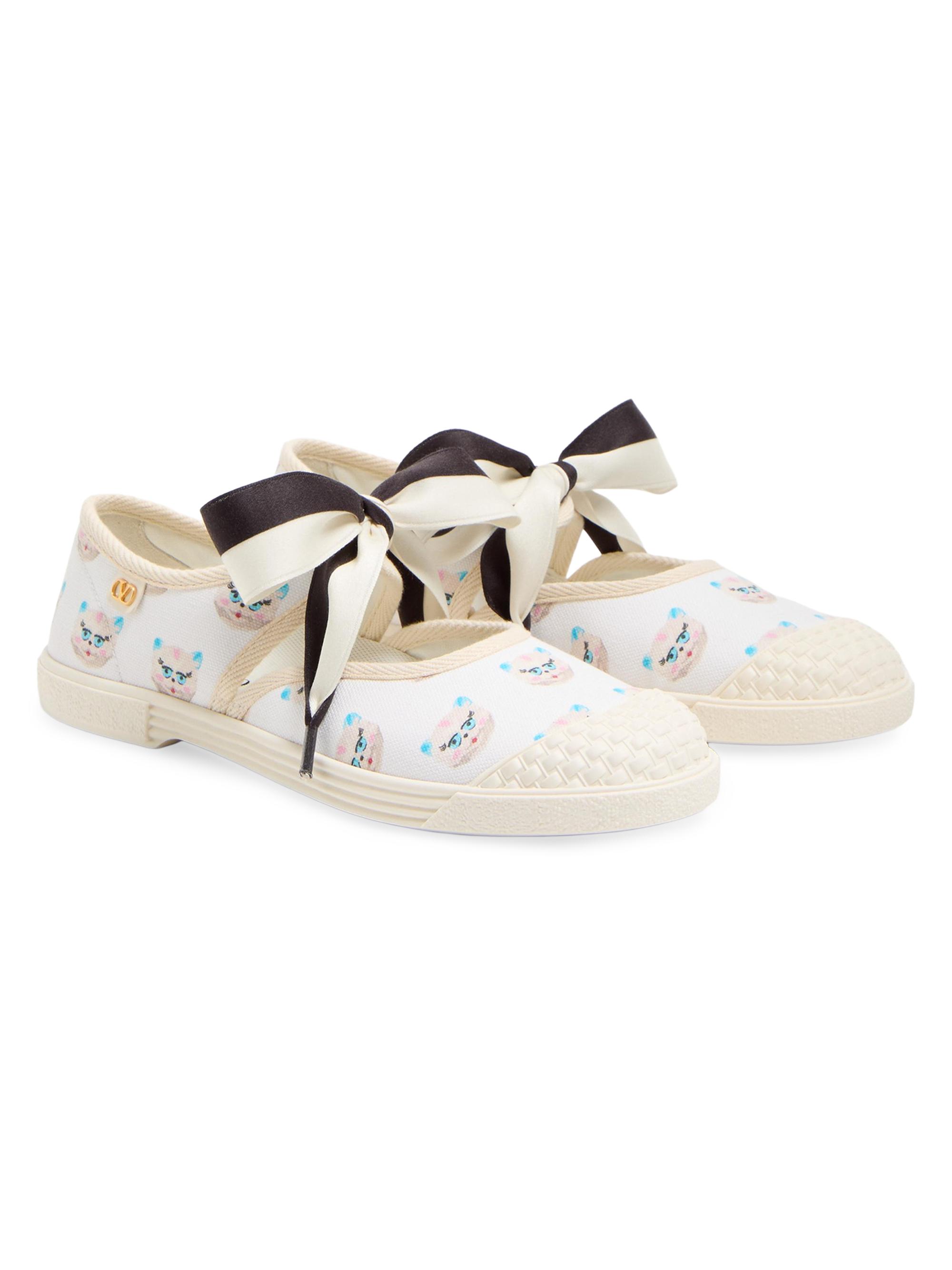Valentino Garavani Women's Bay by Bay Ballerina Fabric Sneakers - White Multicolor | Thumbnail 2
