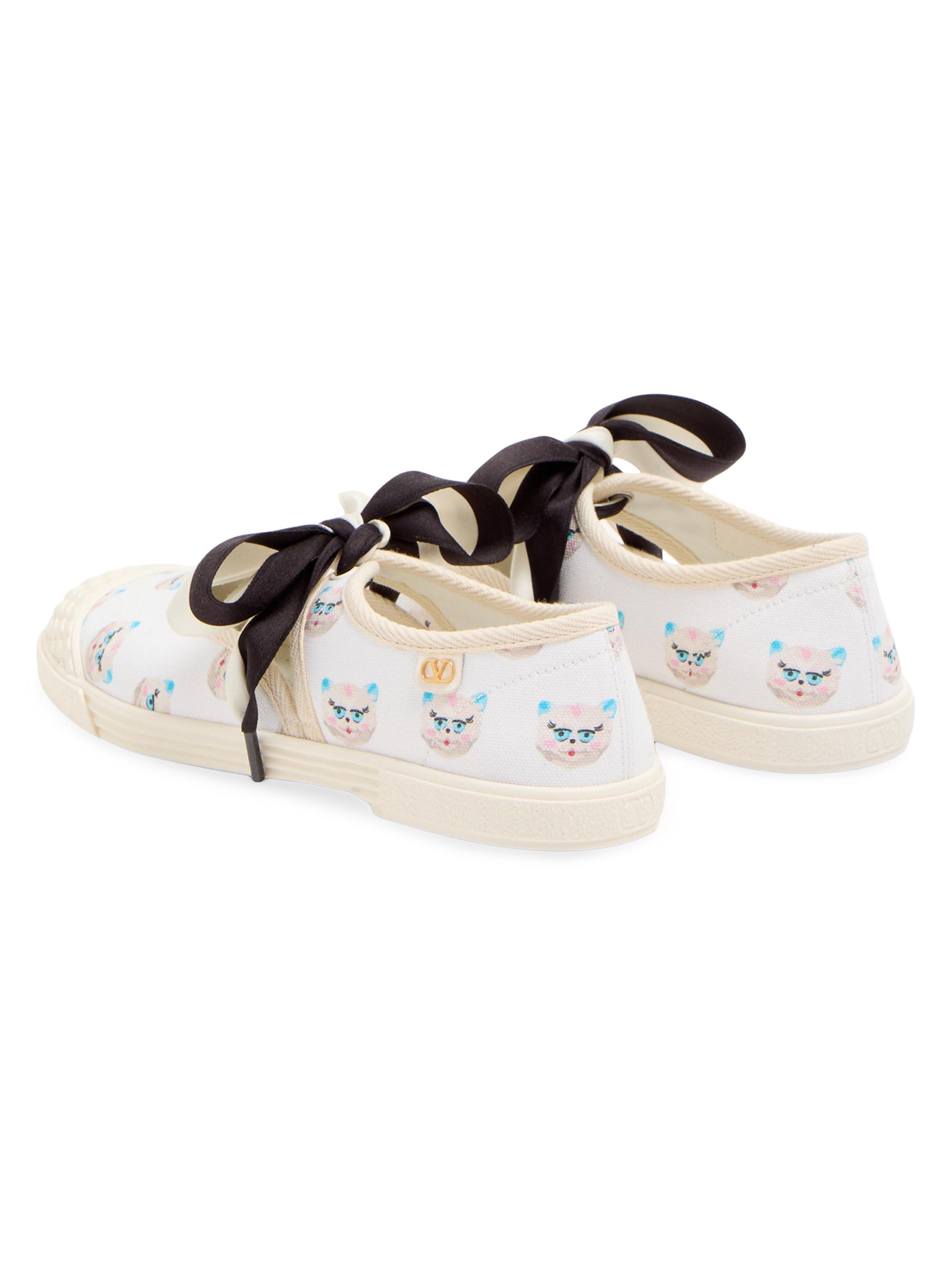 Valentino Garavani Women's Bay by Bay Ballerina Fabric Sneakers - White Multicolor | Thumbnail 3