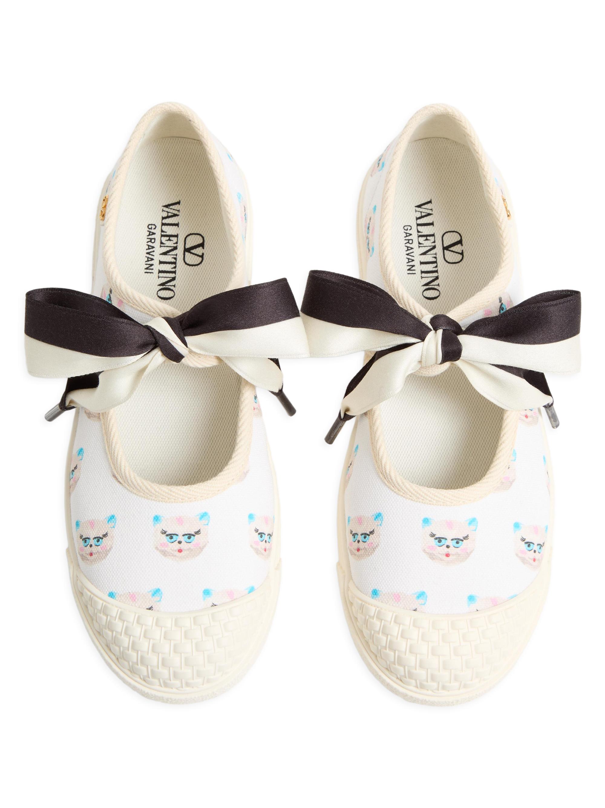Valentino Garavani Women's Bay by Bay Ballerina Fabric Sneakers - White Multicolor | Thumbnail 4