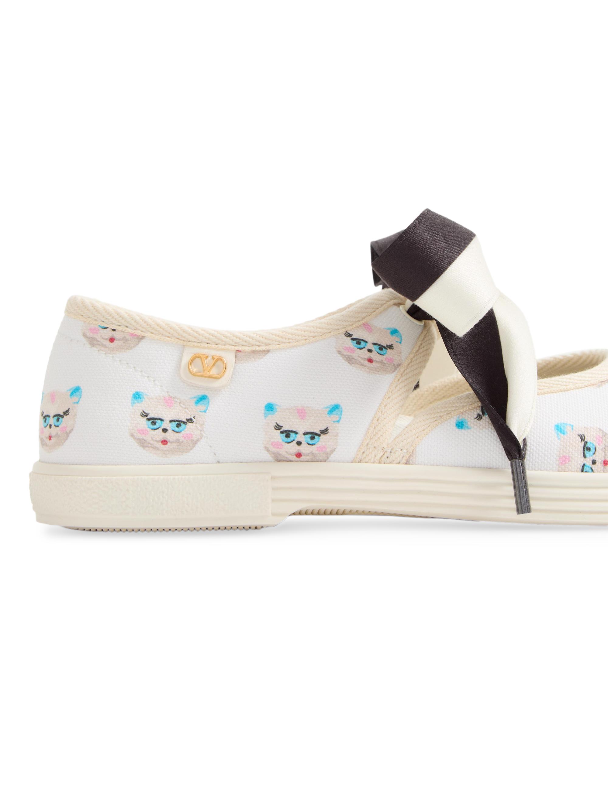 Valentino Garavani Women's Bay by Bay Ballerina Fabric Sneakers - White Multicolor | Thumbnail 6