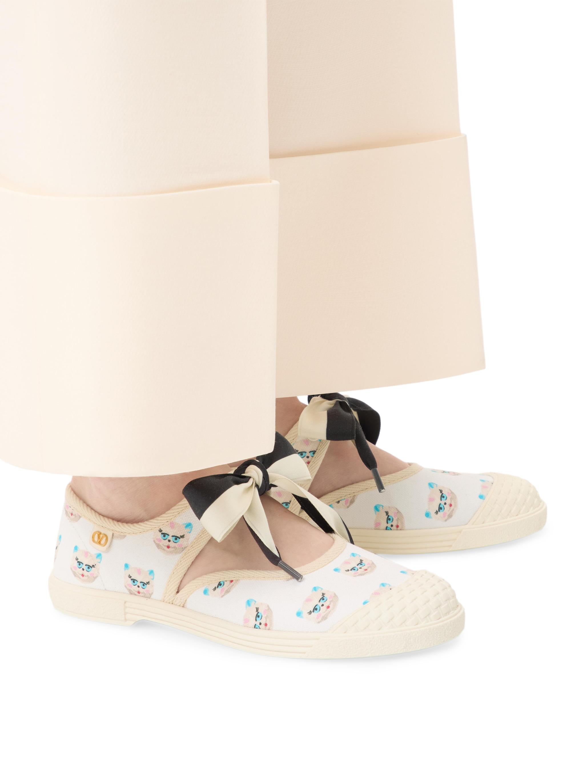 Valentino Garavani Women's Bay by Bay Ballerina Fabric Sneakers - White Multicolor | Thumbnail 7