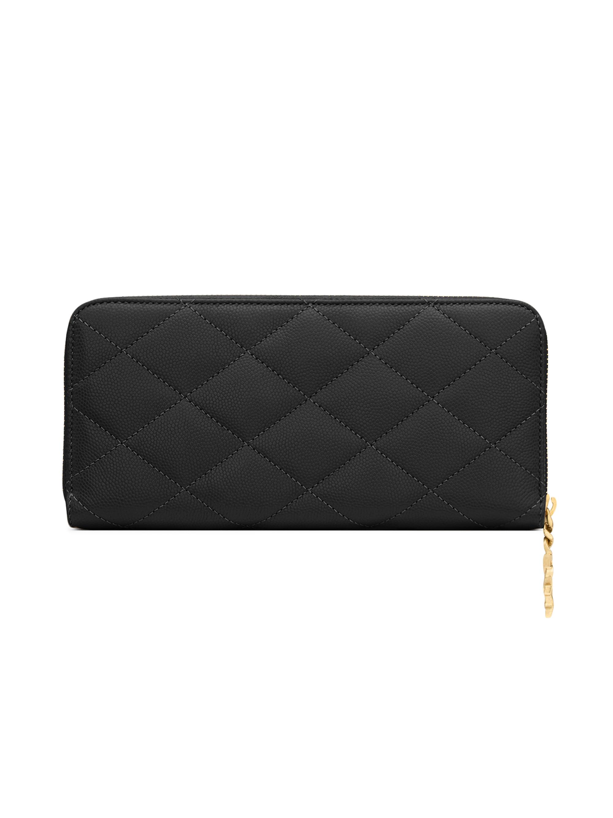 Saint Laurent Women's Cassandre Bijou Zip Wallet in Grain De Poudre Leather - Black