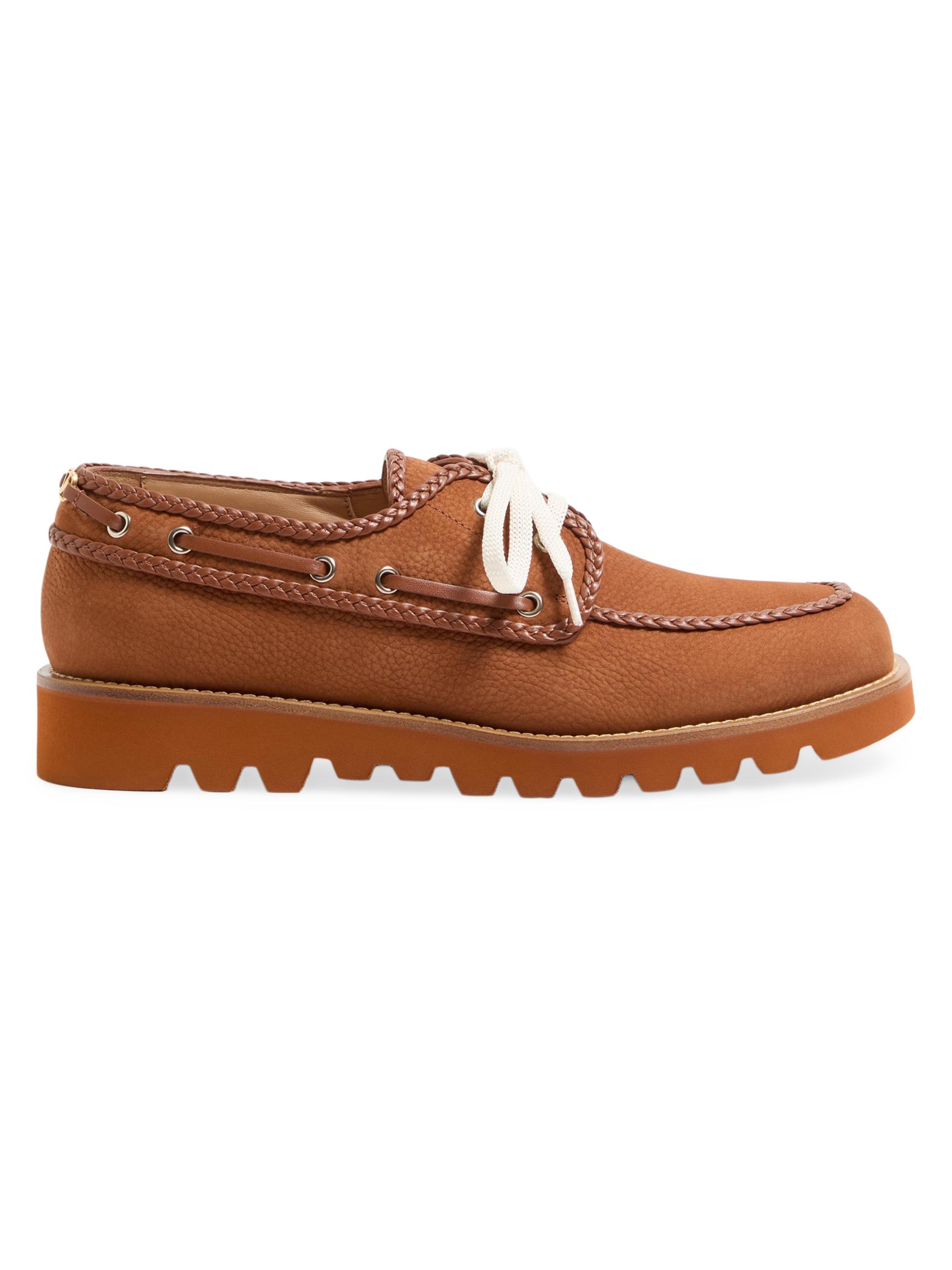 Valentino Garavani Men's Palm Avenue Deerskin Suede Boat Shoes - Tobacco