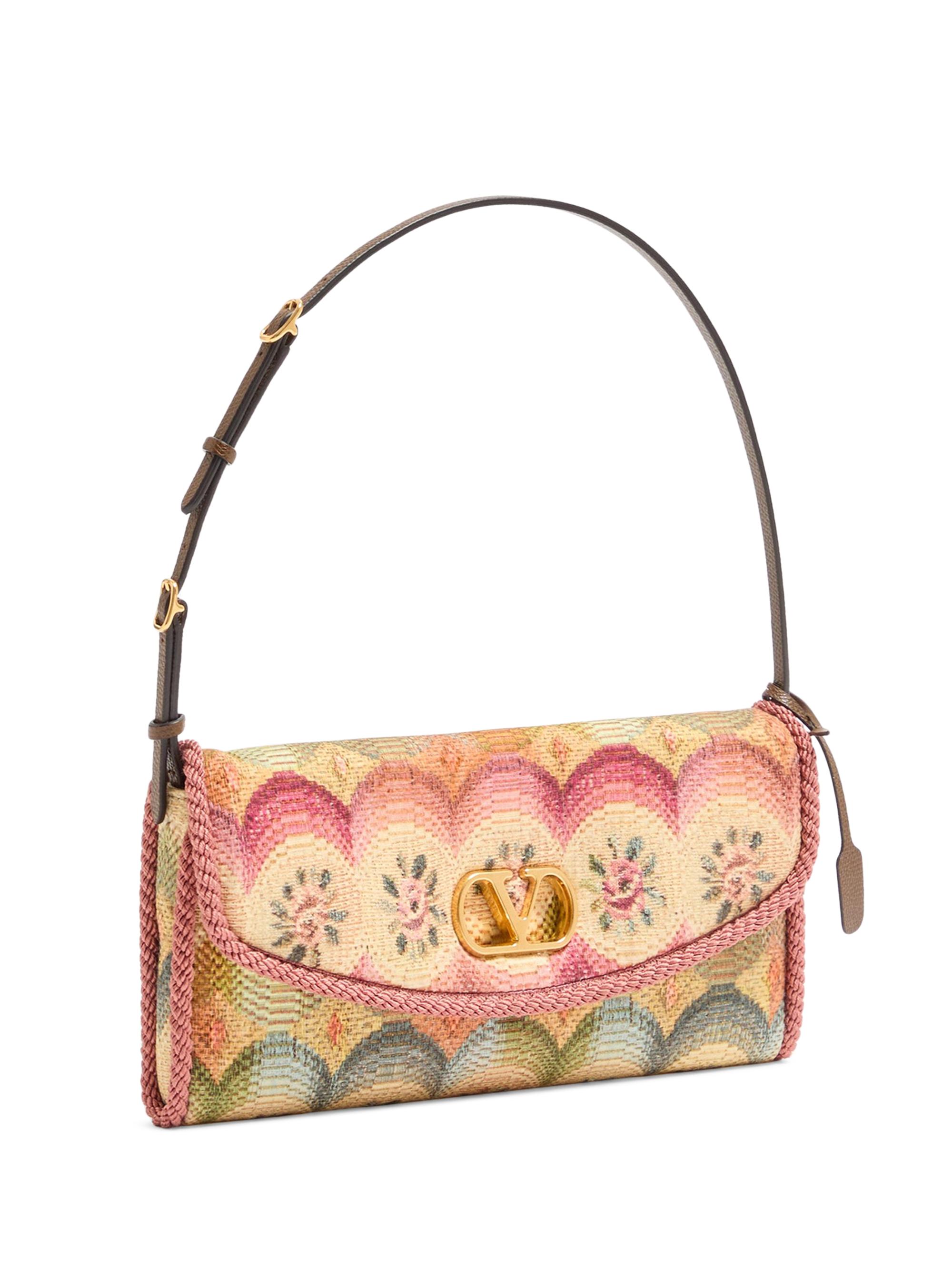 hh【未使用品】VALENTINO GARAVANI 刺繍 がま口 バッグ Valentino Garavani DeVain Small Shoulder Bag in Jacquard Apres L