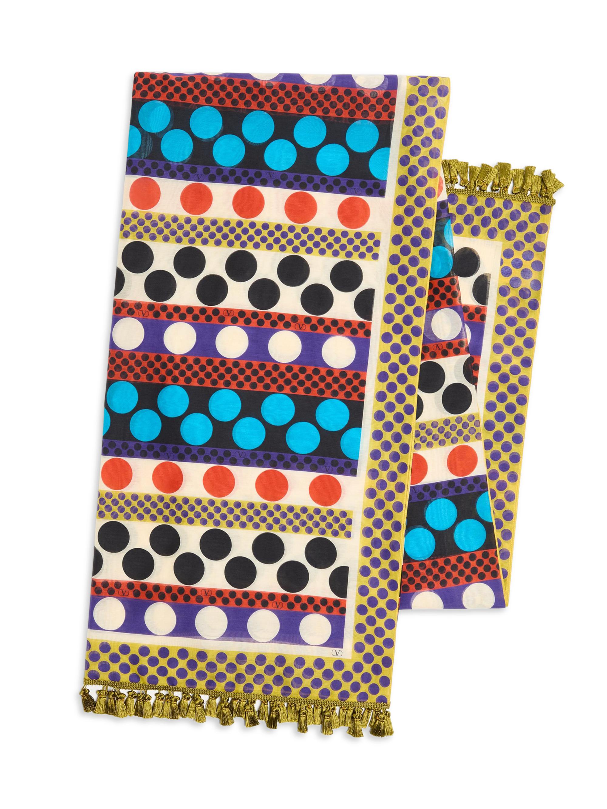 Valentino Garavani Women's Escape Sarong in Cotton and Silk with Stripe and Polka Dot Print