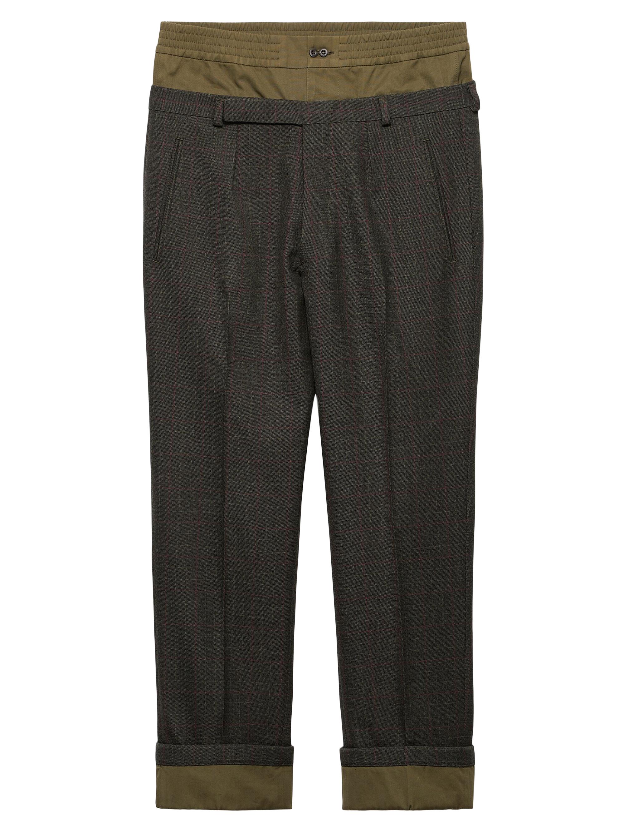 Prada Men's Wool Pants with Cotton Details - Green