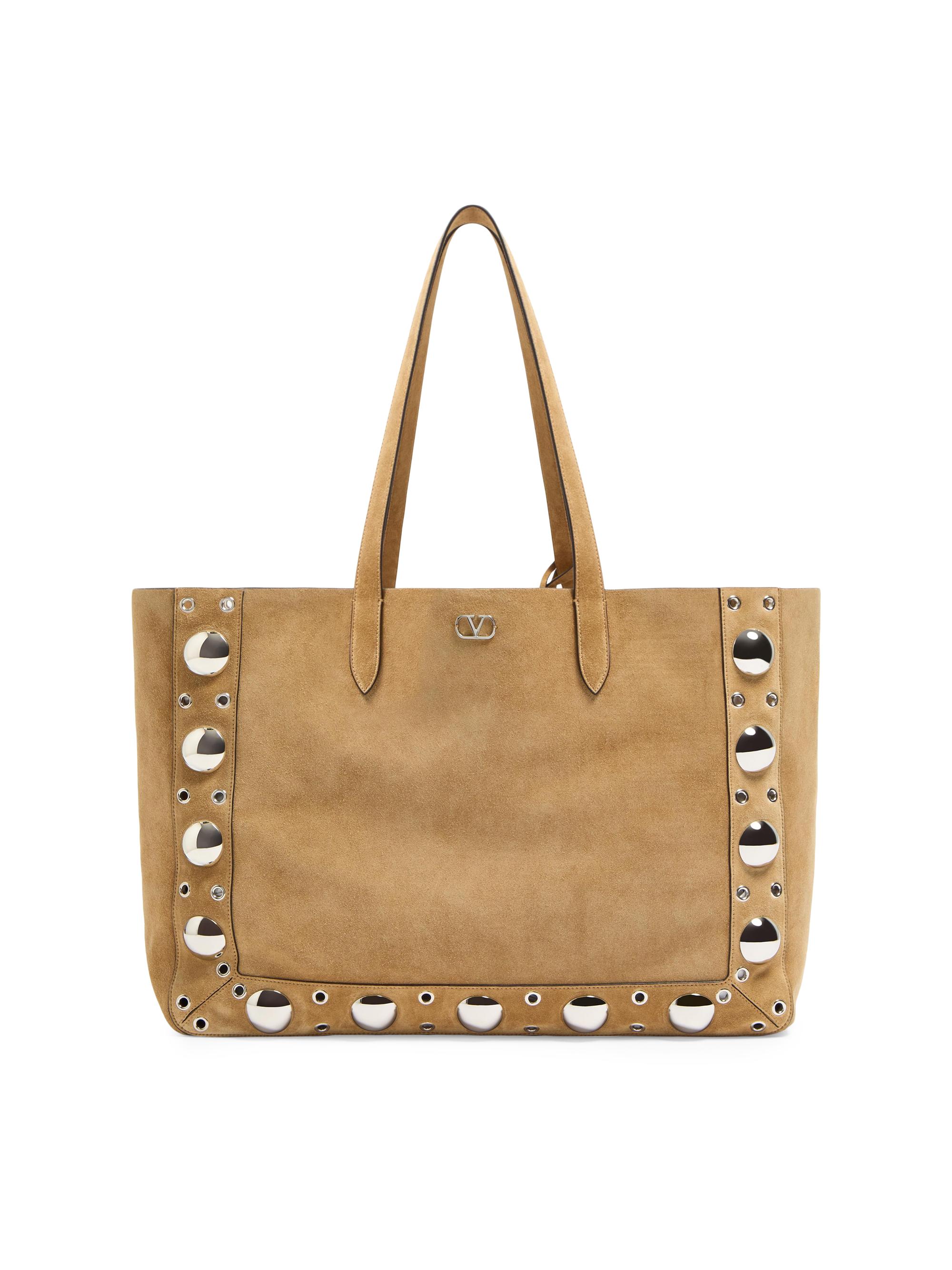 Valentino Garavani Men's Nellcôte  Suede Shopping Bag - Havana Beige