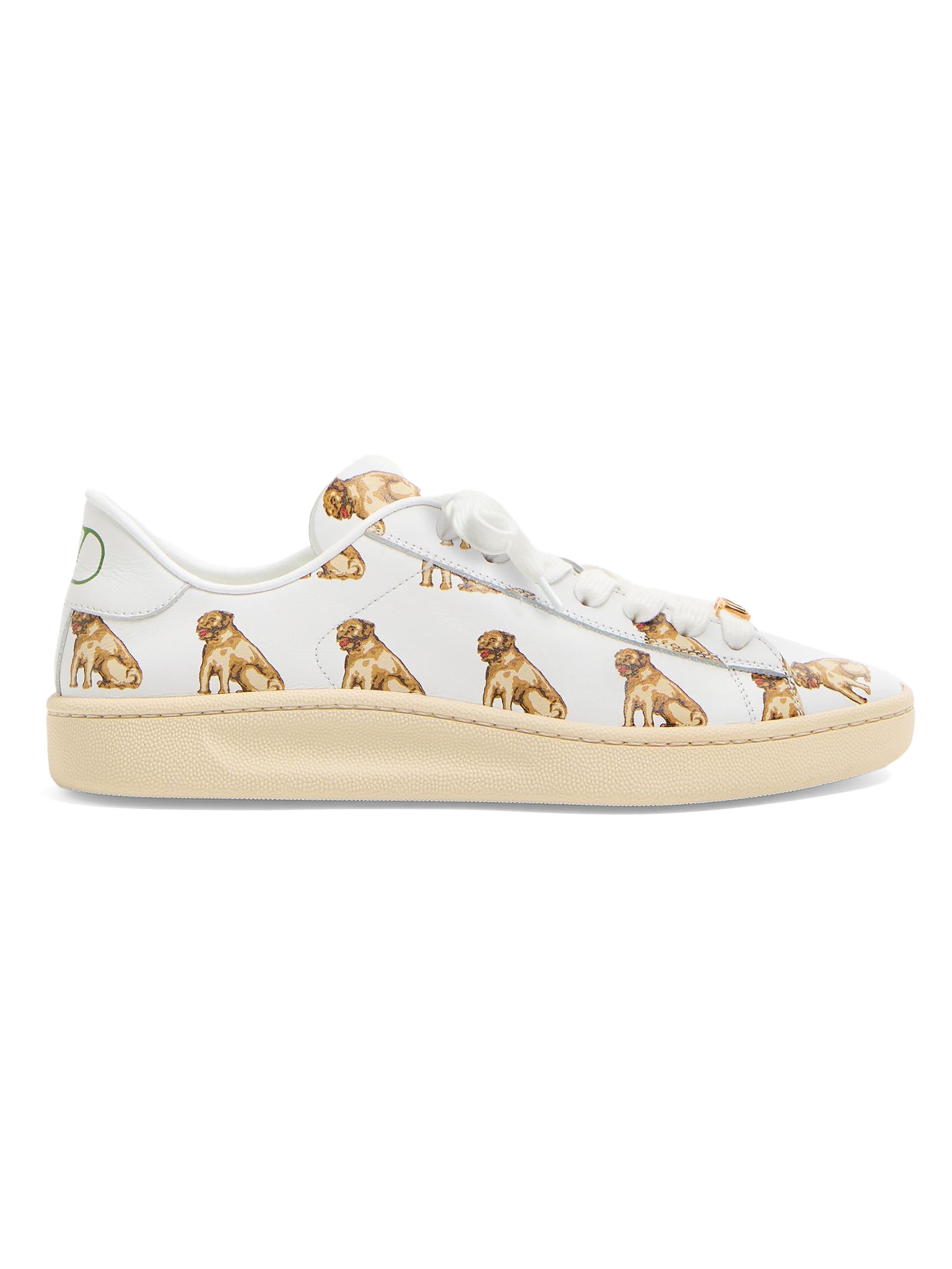 Valentino Garavani Women's Royco Sneakers in Nappa Calfskin with Petit Charles Pattern - White Multicolor