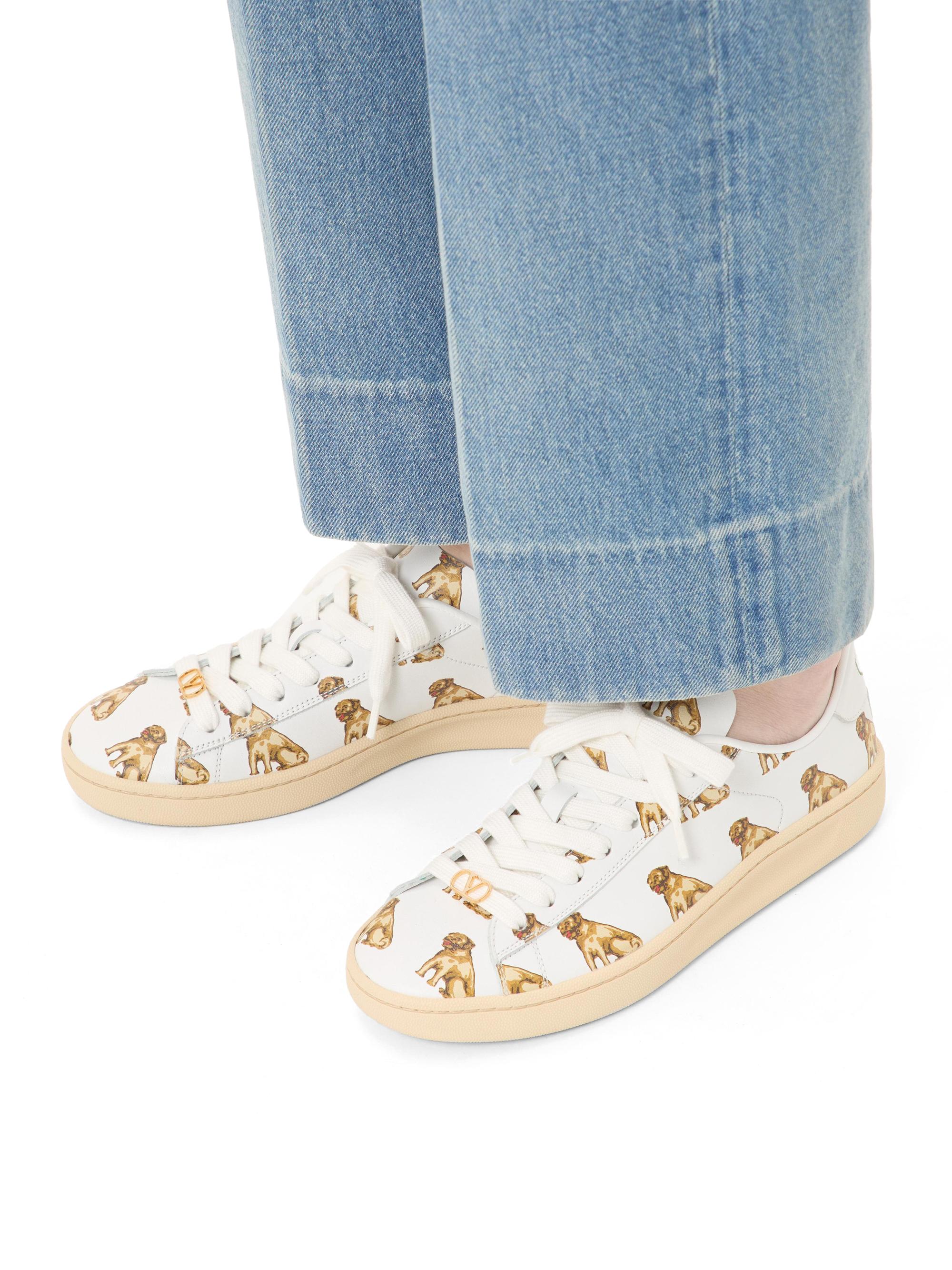靴 VALENTINO 23.5 Poudre Valentino Garavani Royco Sneakers in Nappa Calfskin with Petit