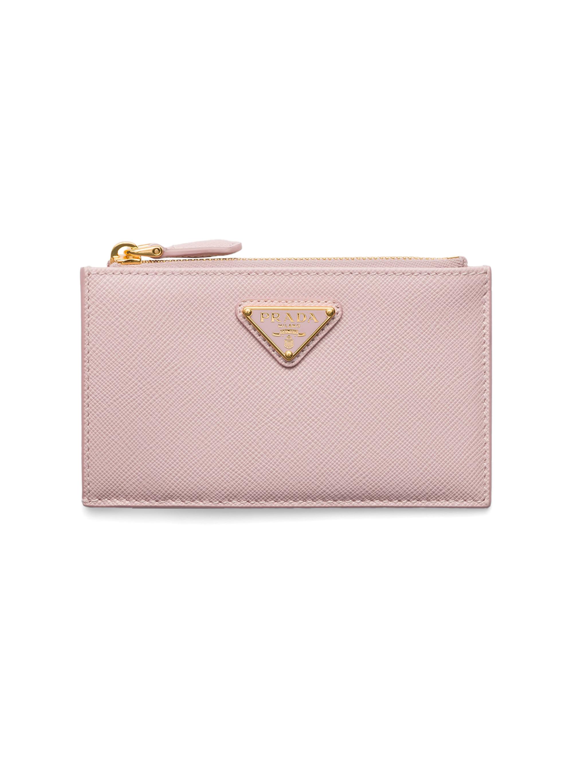 Prada Women's Printed Saffiano Leather Card Holder - Pink Gold