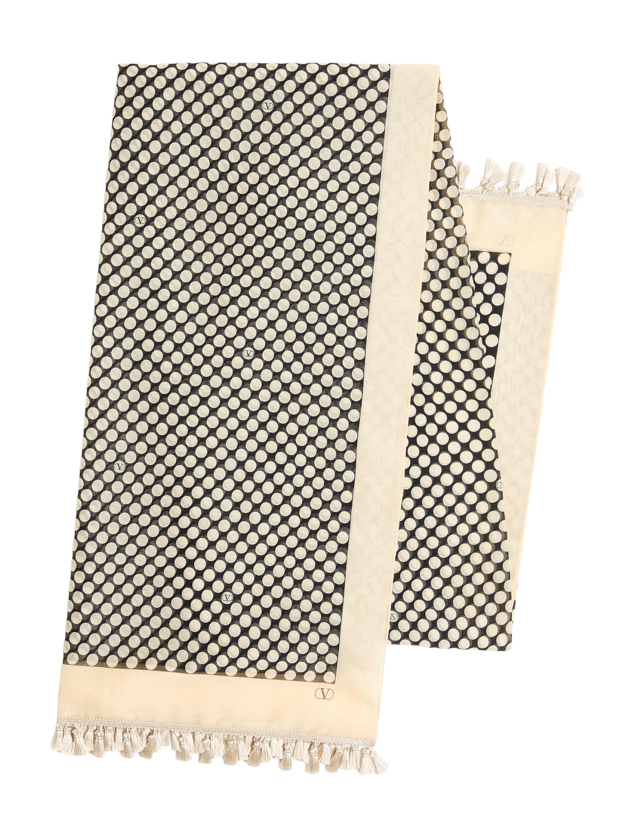 Valentino Garavani Women's Escape Pareo in Cotton and Silk with Polka Dot Print - Black Butter