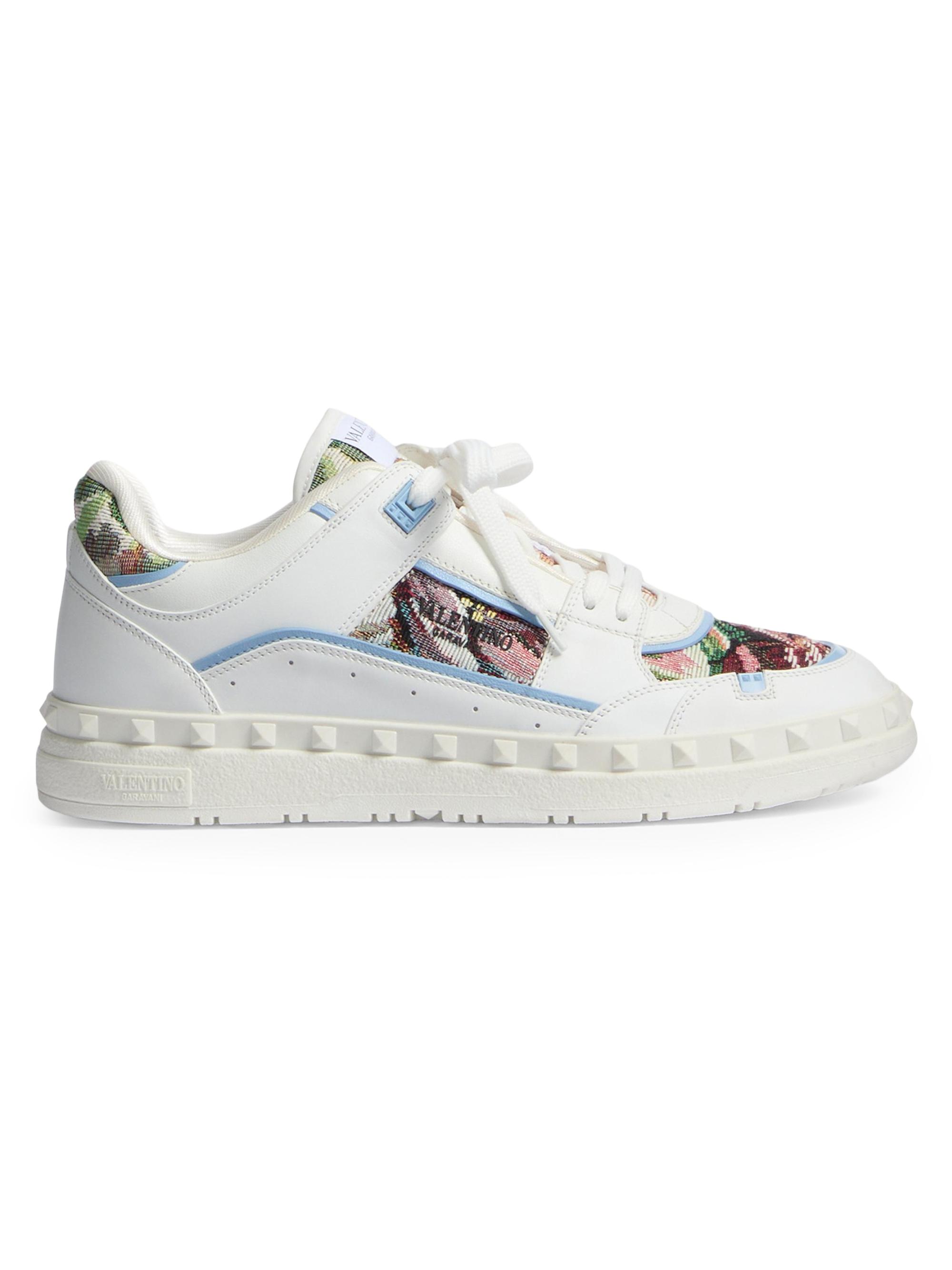 Valentino Garavani Men's Freedots Low-Top Sneakers in Calfskin and Fabric - White Multi