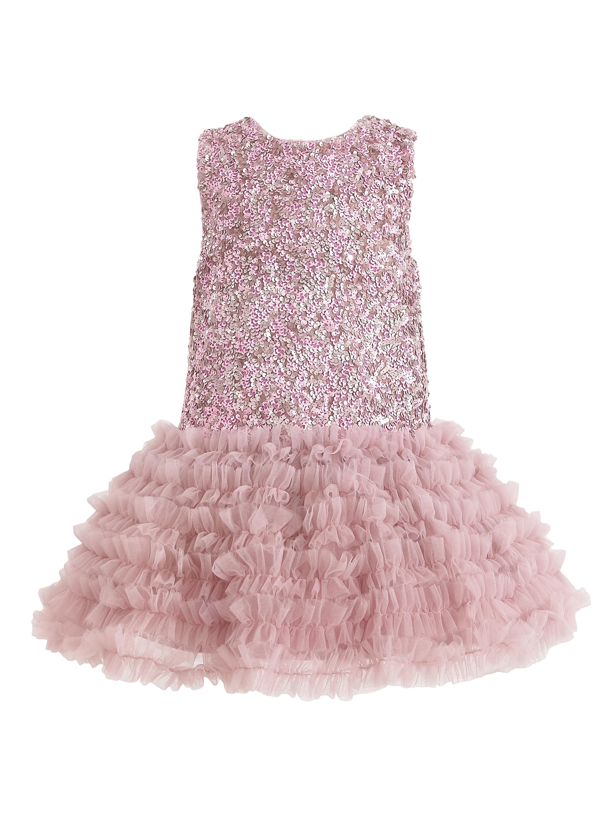 Tulleen Little Girl's & Girl's Textured Sequin Bodice Dress - Pink