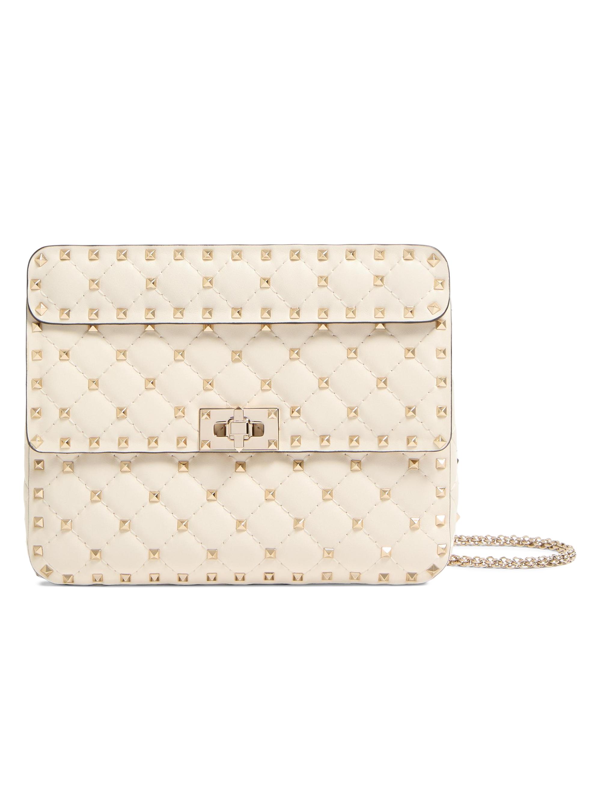 Valentino Garavani Women's  Nappa Rockstud Spike Shoulder Bag - Beige
