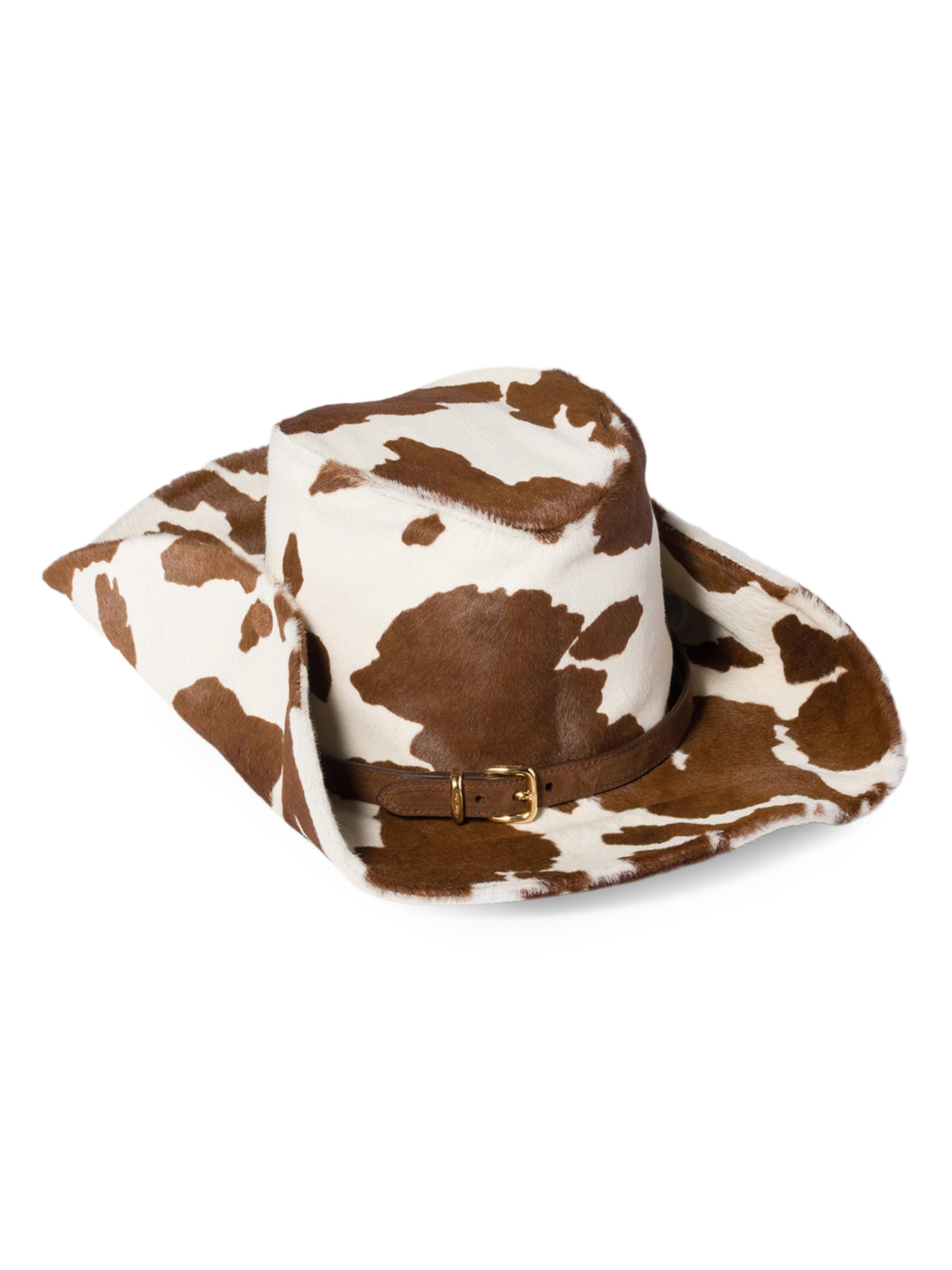 Miu Miu Women's Printed Leather Cowboy Hat - White