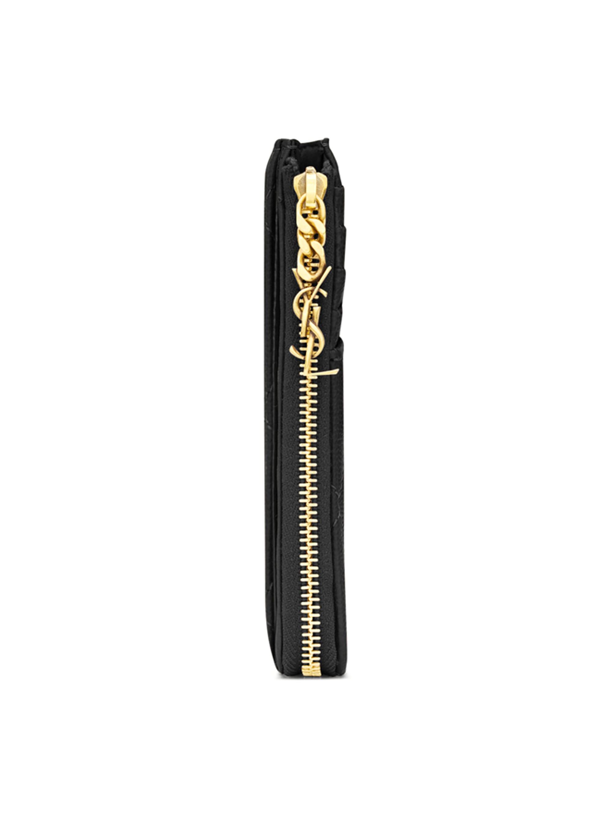 Saint Laurent Cassandre Bijou Zip Card Case in Grain De Poudre