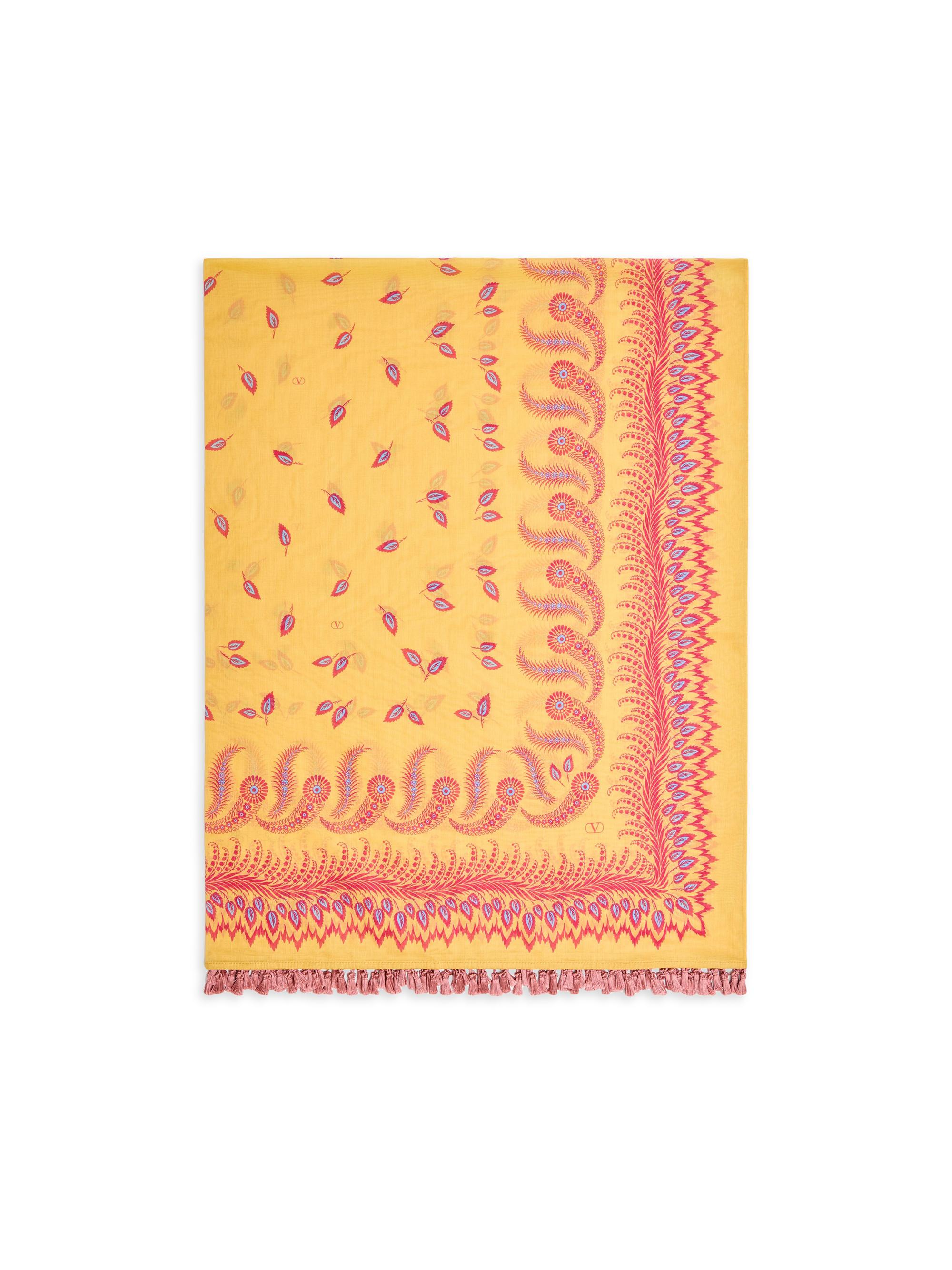 Valentino Garavani Women's Escape Pareo in Cotton and Silk with Degradé Feather Print