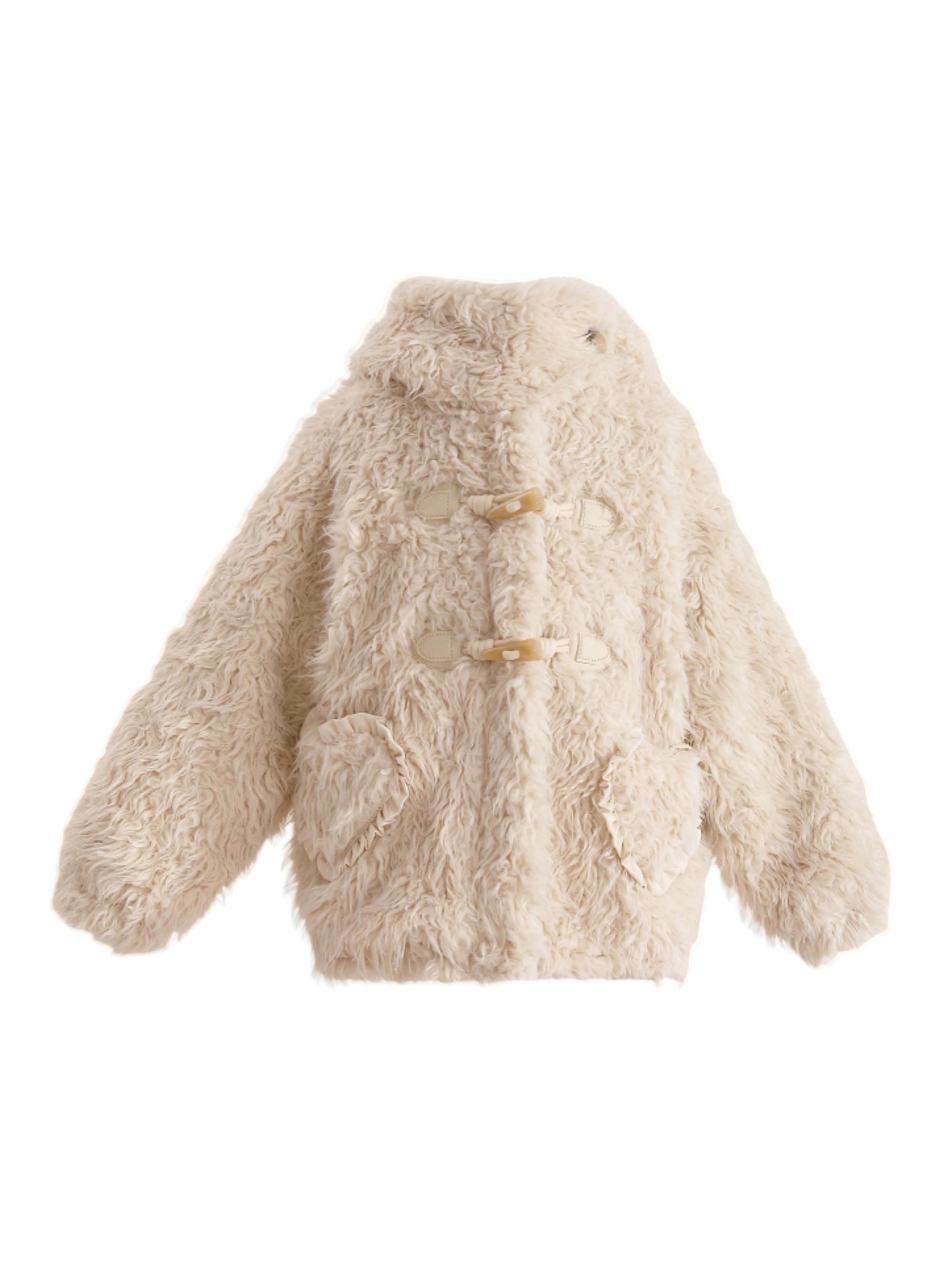 Tulleen Little Girl's & Girl's Bunny Ear Fuzzy Jacket - Beige