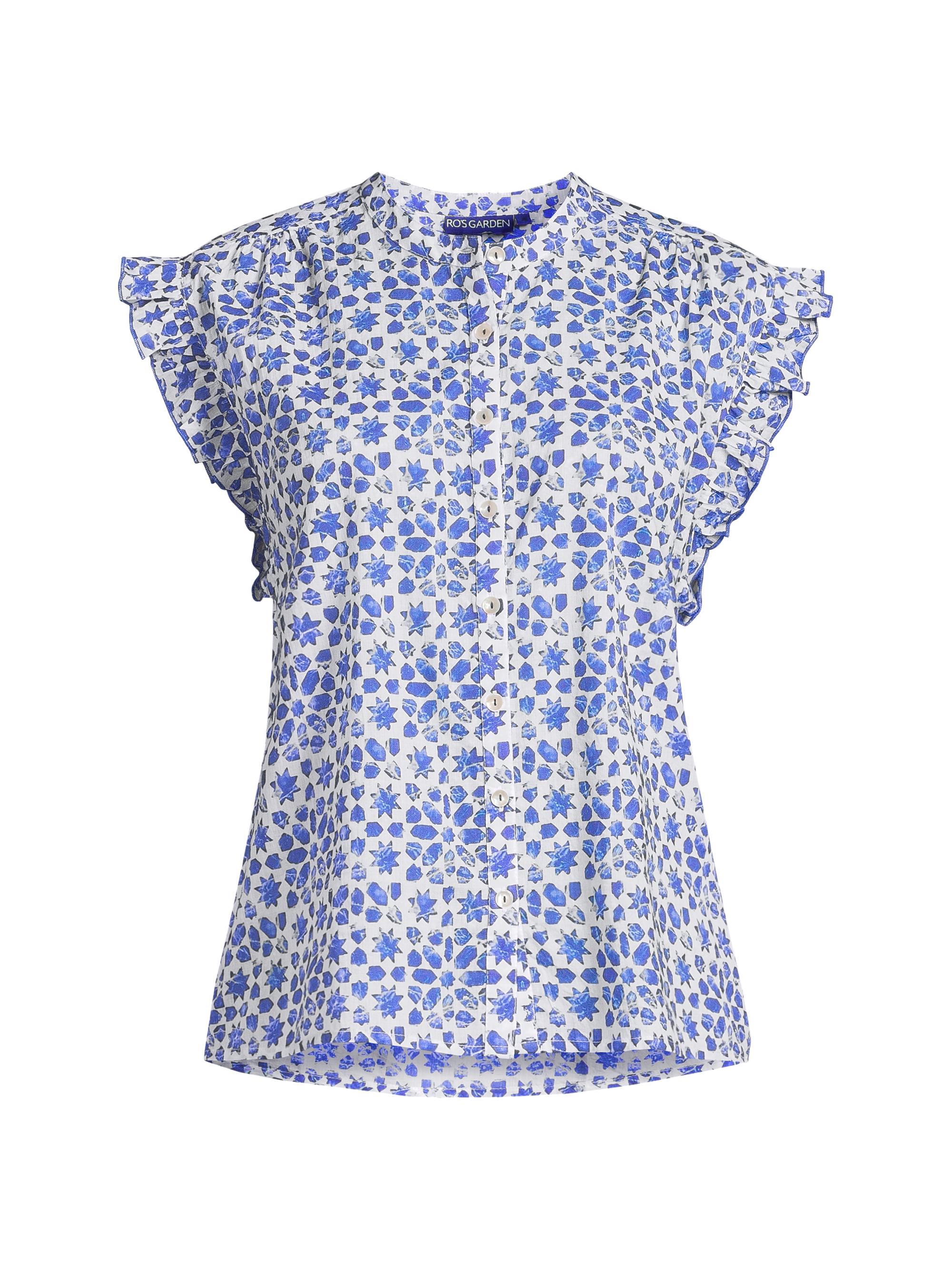 Ro's Garden Women's Daswon Cotton Shirt - Zara Blue