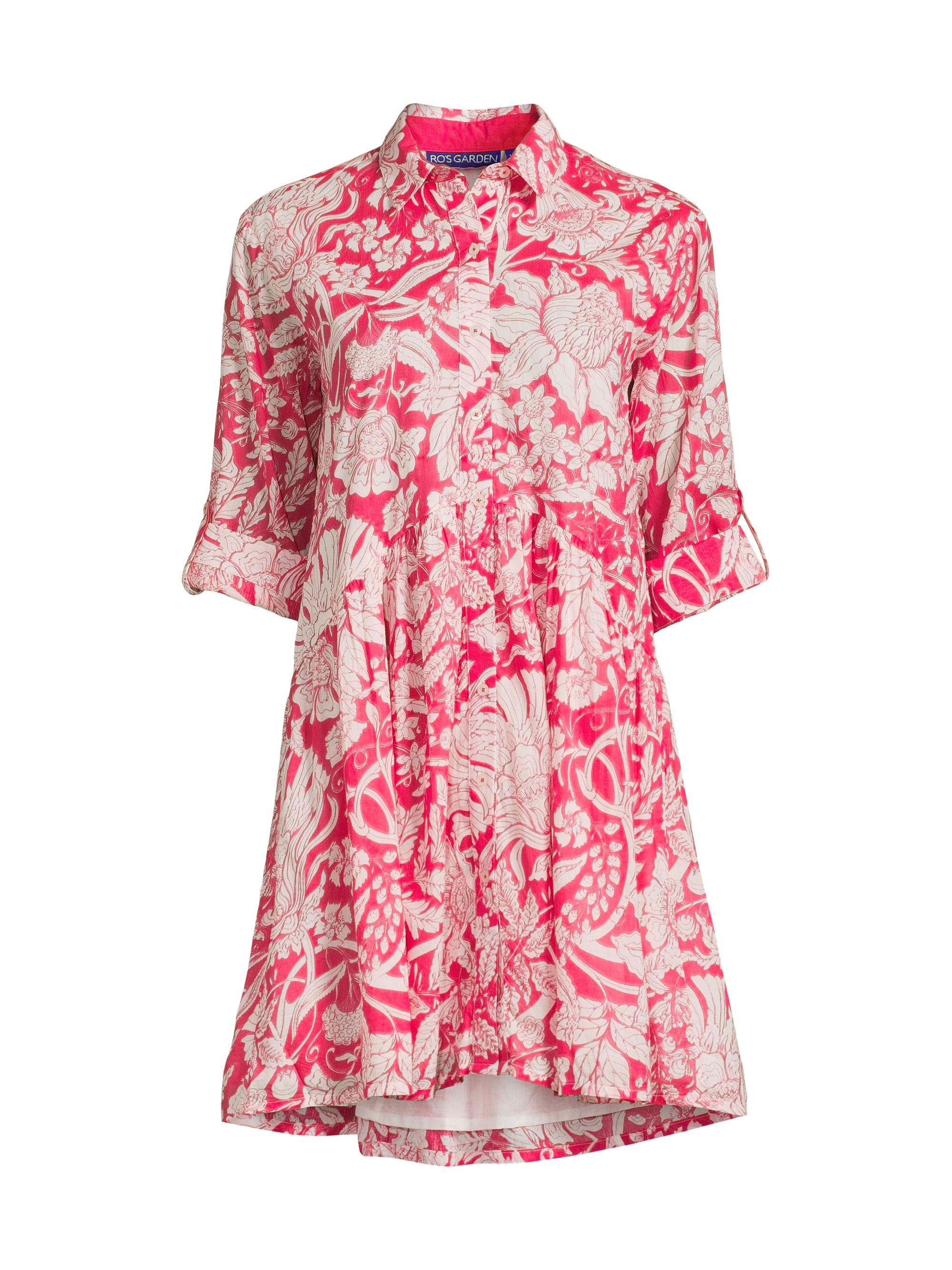 Ro's Garden Women's Deauville Floral Cotton Mini-Shirtdress - Alaika Magenta