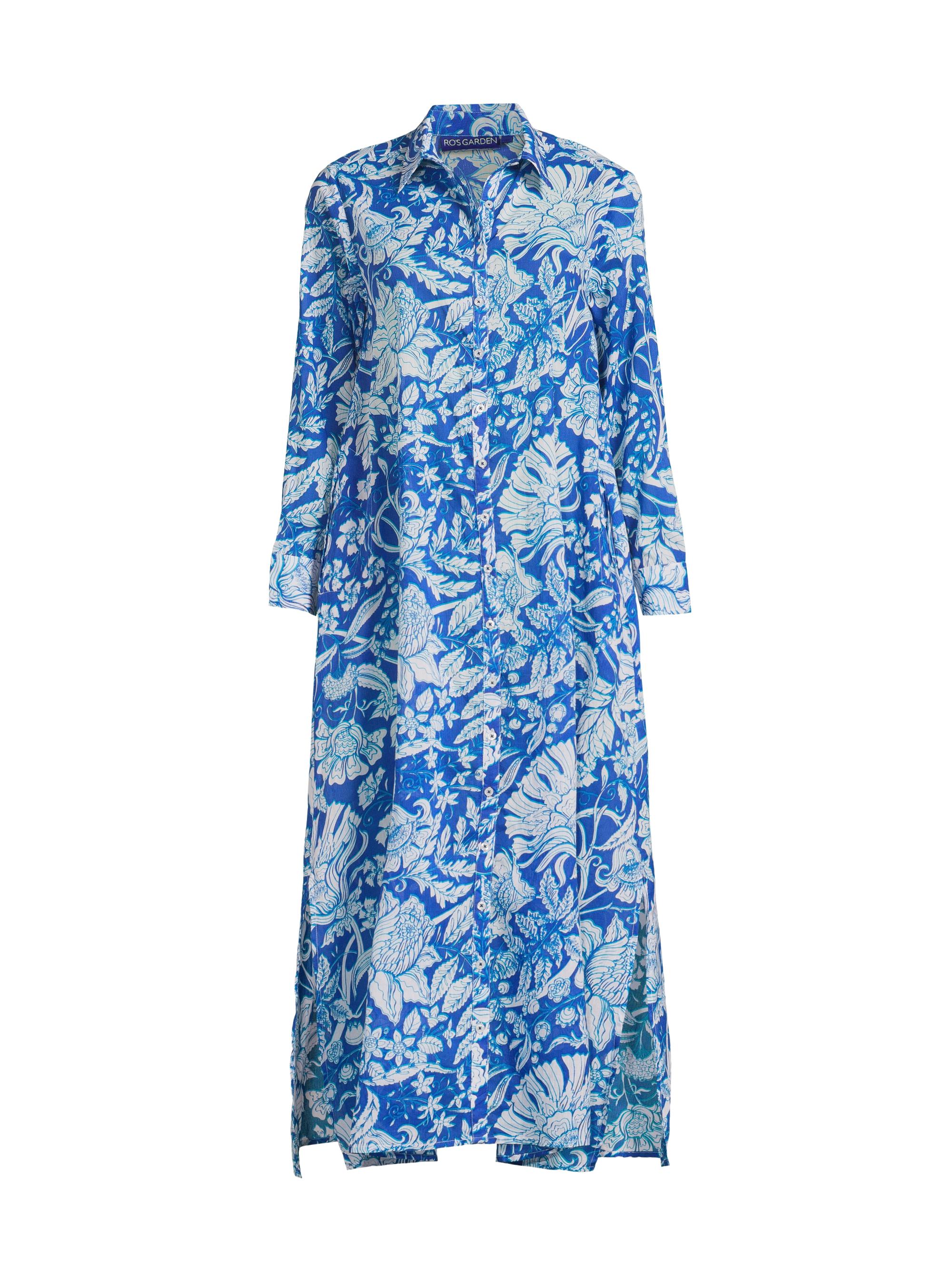 Ro's Garden Women's Farrah Printed Long Tunic-Style Dress - Laika Blue