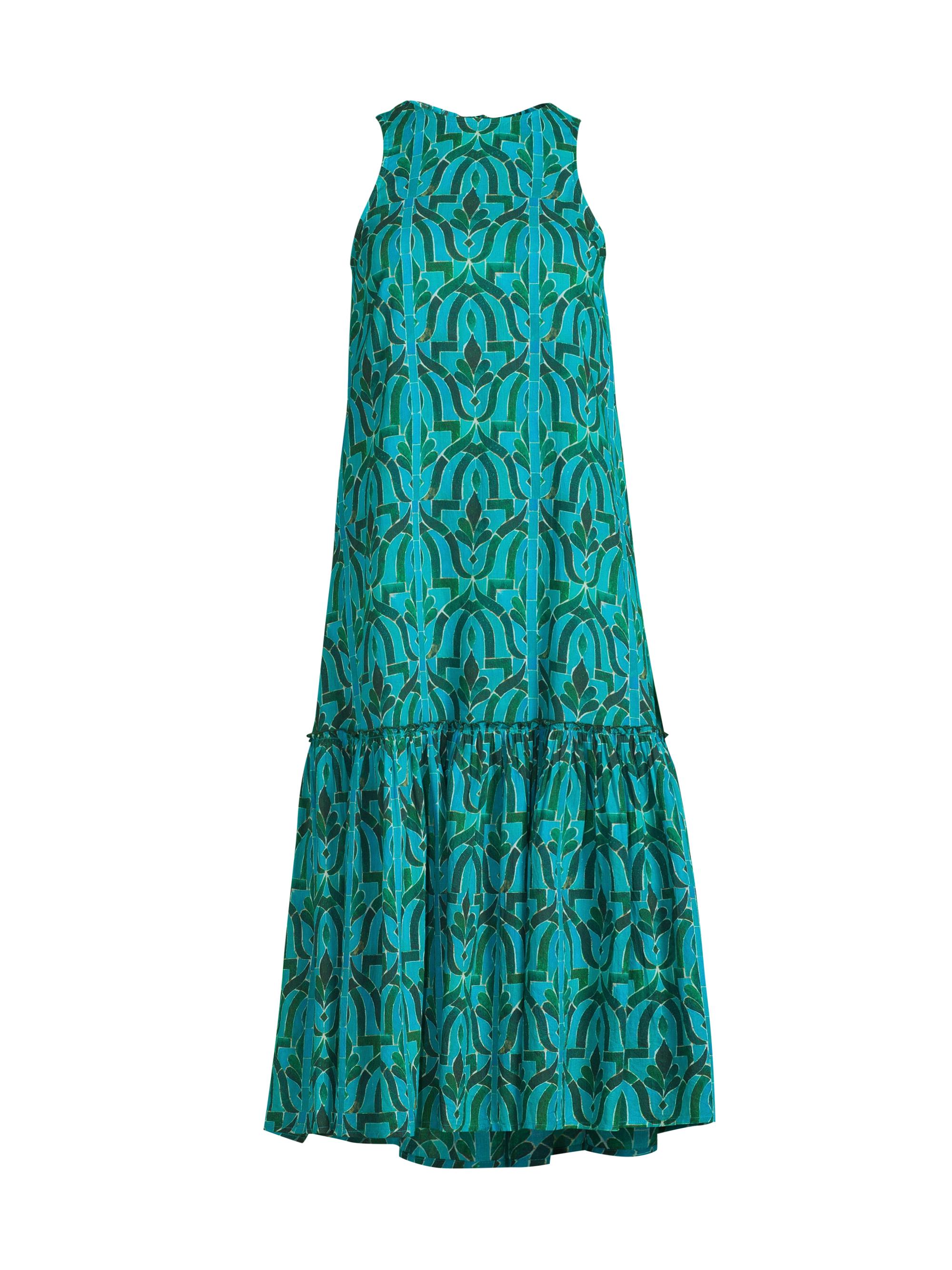 Ro's Garden Women's Leila Geometric-Print Cotton Midi-Dress - Soraya Green